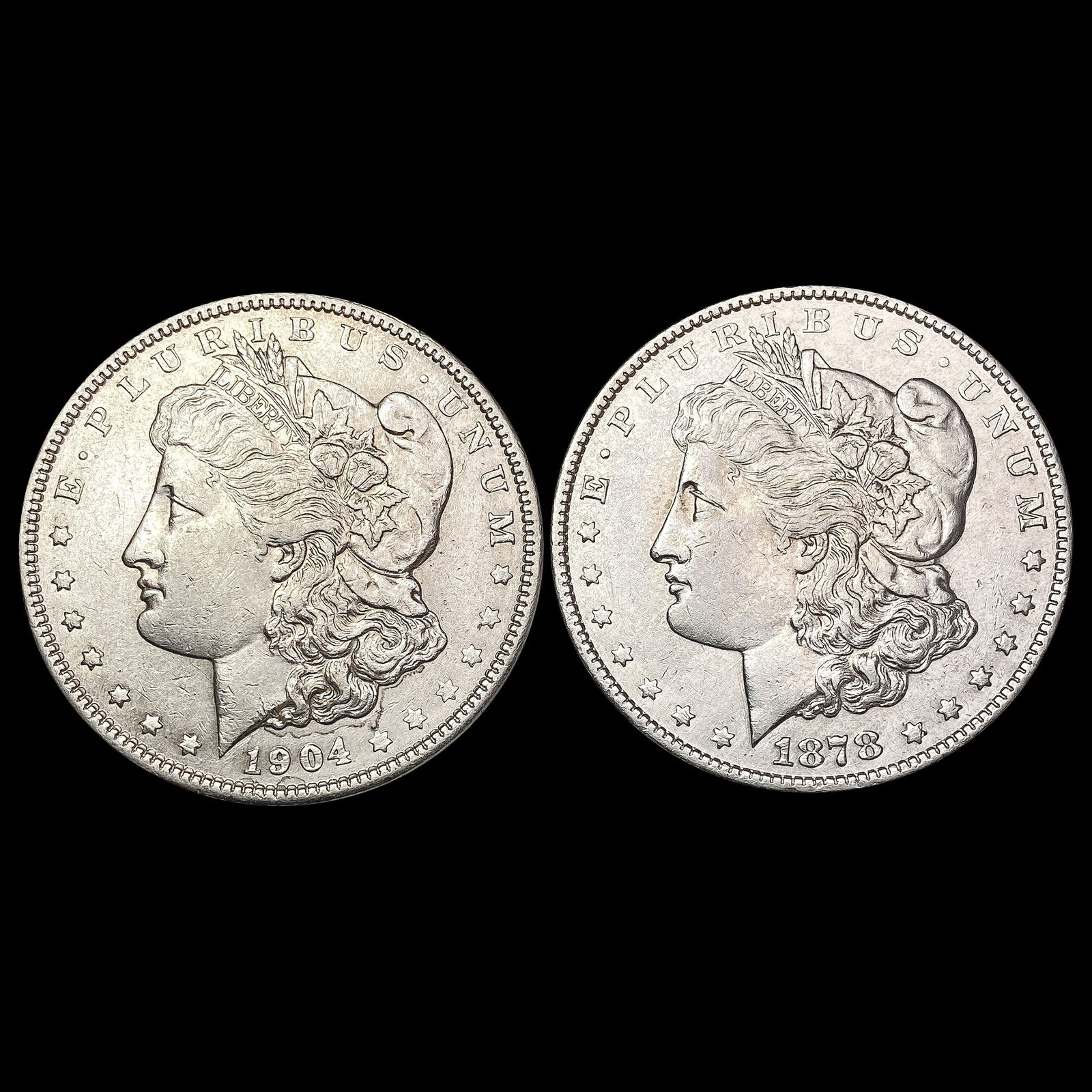 [2] 1878&1904 Morgan Silver Dollar CLOSELY UNCIRCULATED (1 of 2)