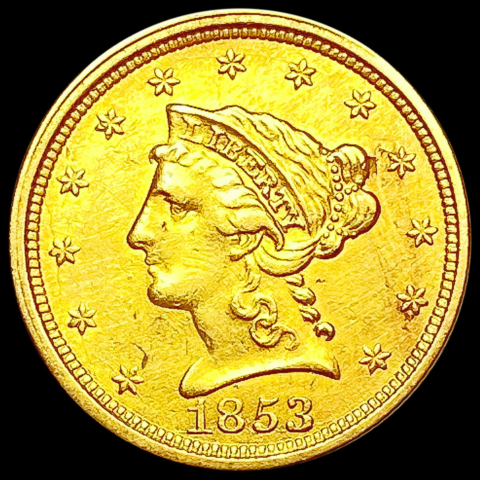 1853 $2.50 Gold Quarter Eagle CLOSELY UNCIRCULATED (1 of 2)