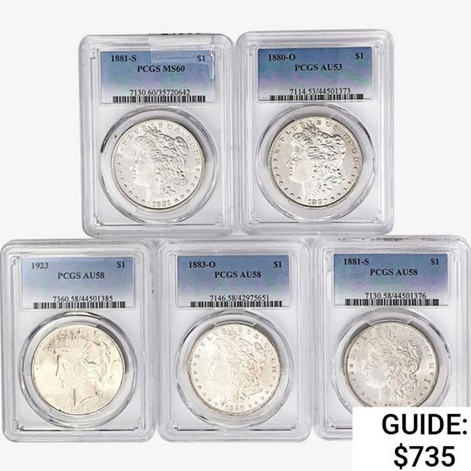 1880-1923 [5] Morgan Silver Dollar PCGS MS/AU (1 of 2)