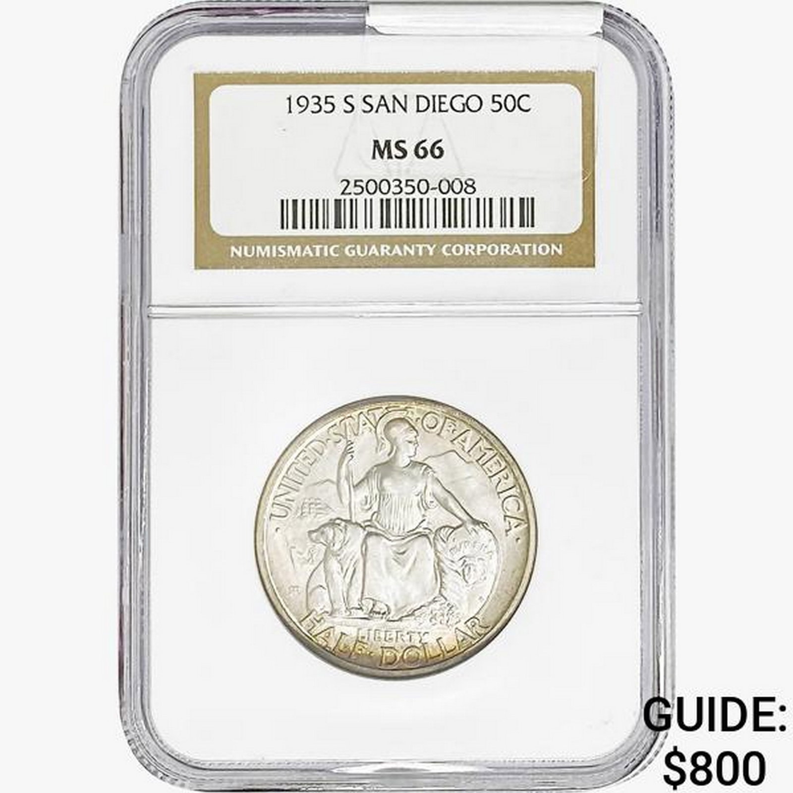 1935-S San Diego Half Dollar NGC MS66: 1935-S San Diego Half Dollar NGC MS66