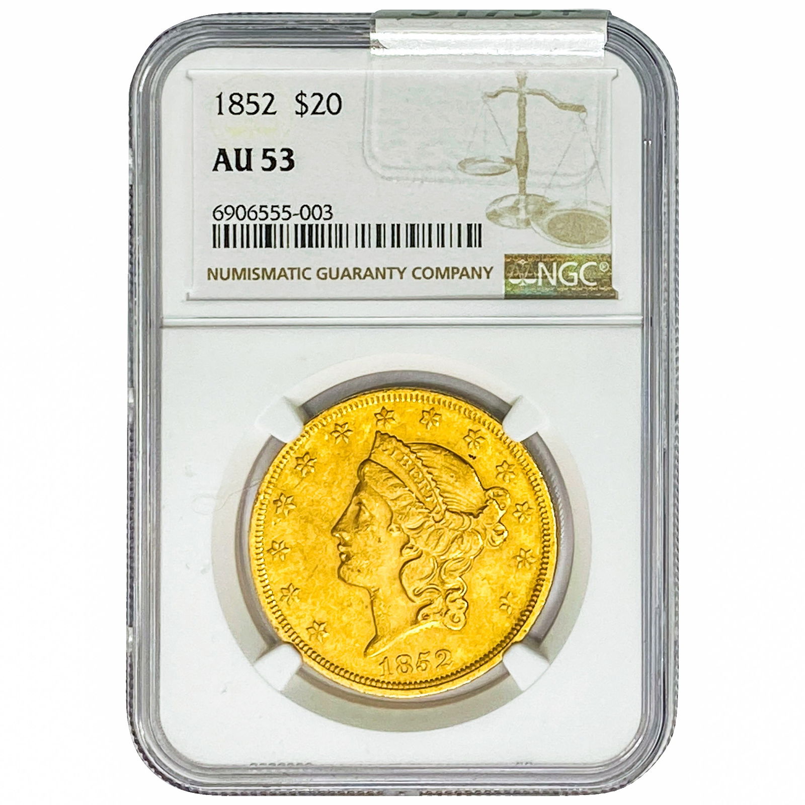 1852 $20 Gold Double Eagle NGC AU53 (1 of 2)