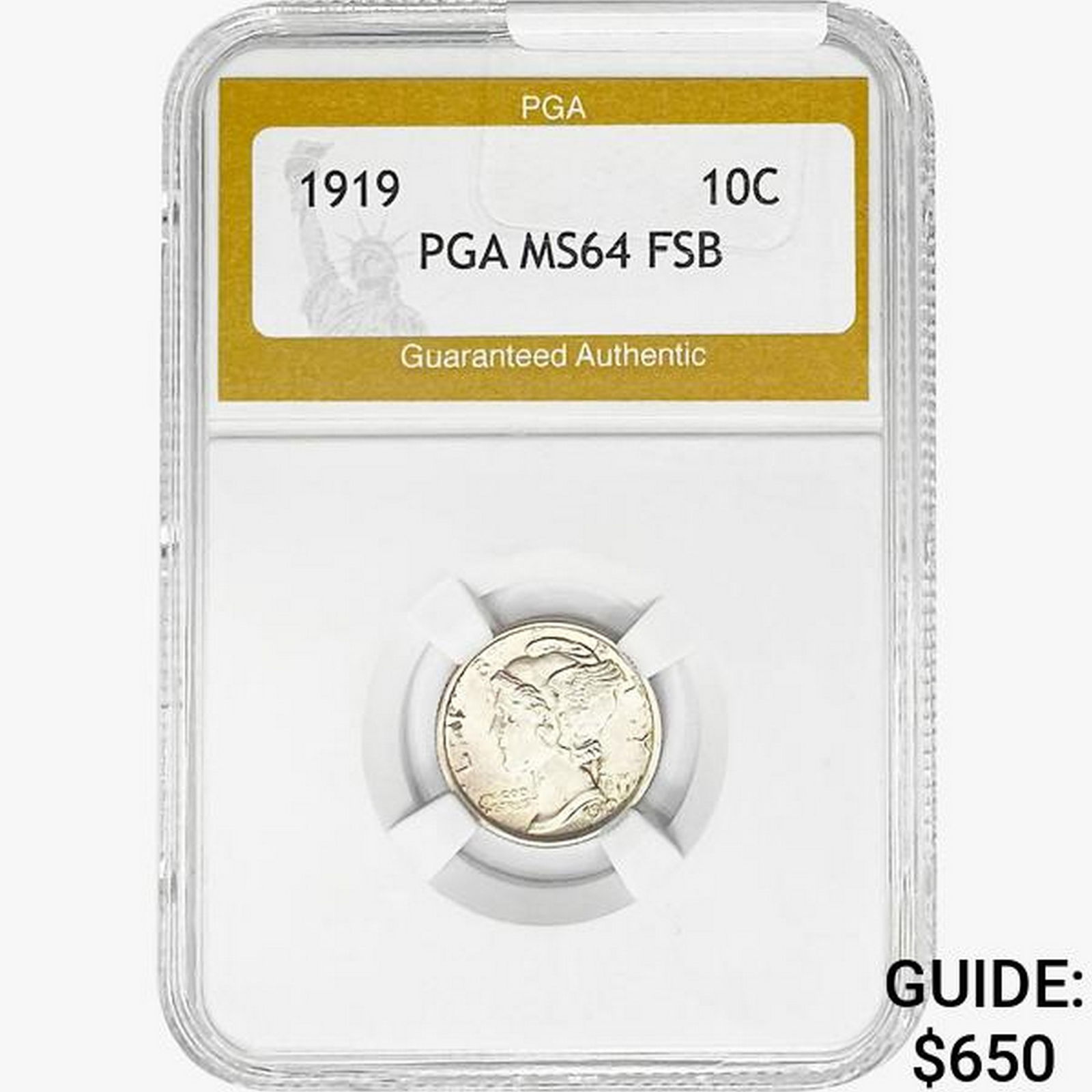 1919 Mercury Silver Dime PGA MS64 FSB (1 of 2)