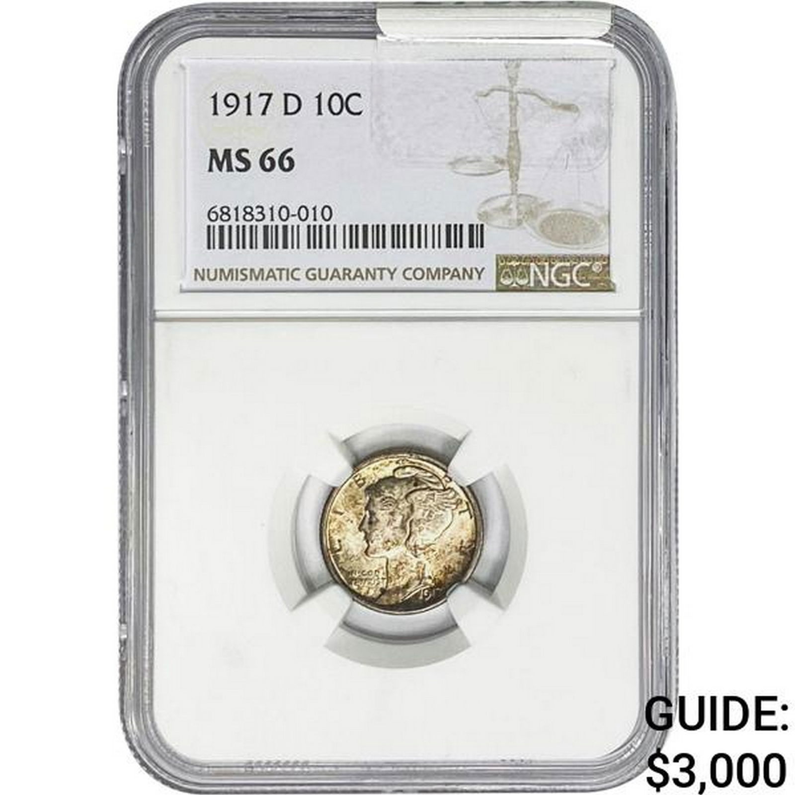 1917-D Mercury Silver Dime NGC MS66 (1 of 2)