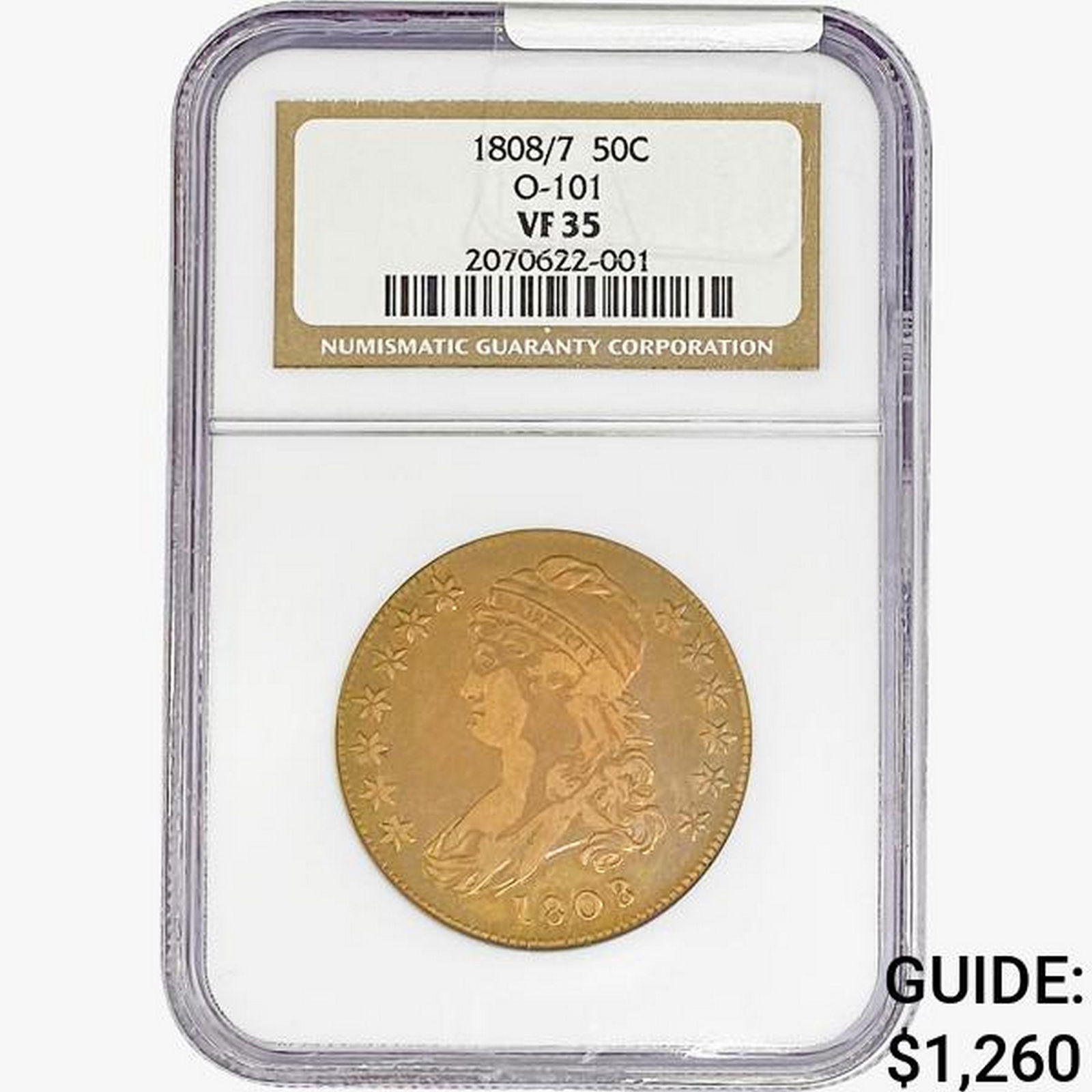 1808/ 7 Capped Bust Half Dollar NGC VF35 O--101 (1 of 2)