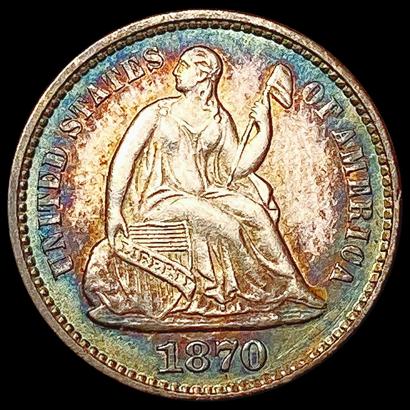 1870 Seated Liberty Half Dime CLOSELY UNCIRCULATED (1 of 2)