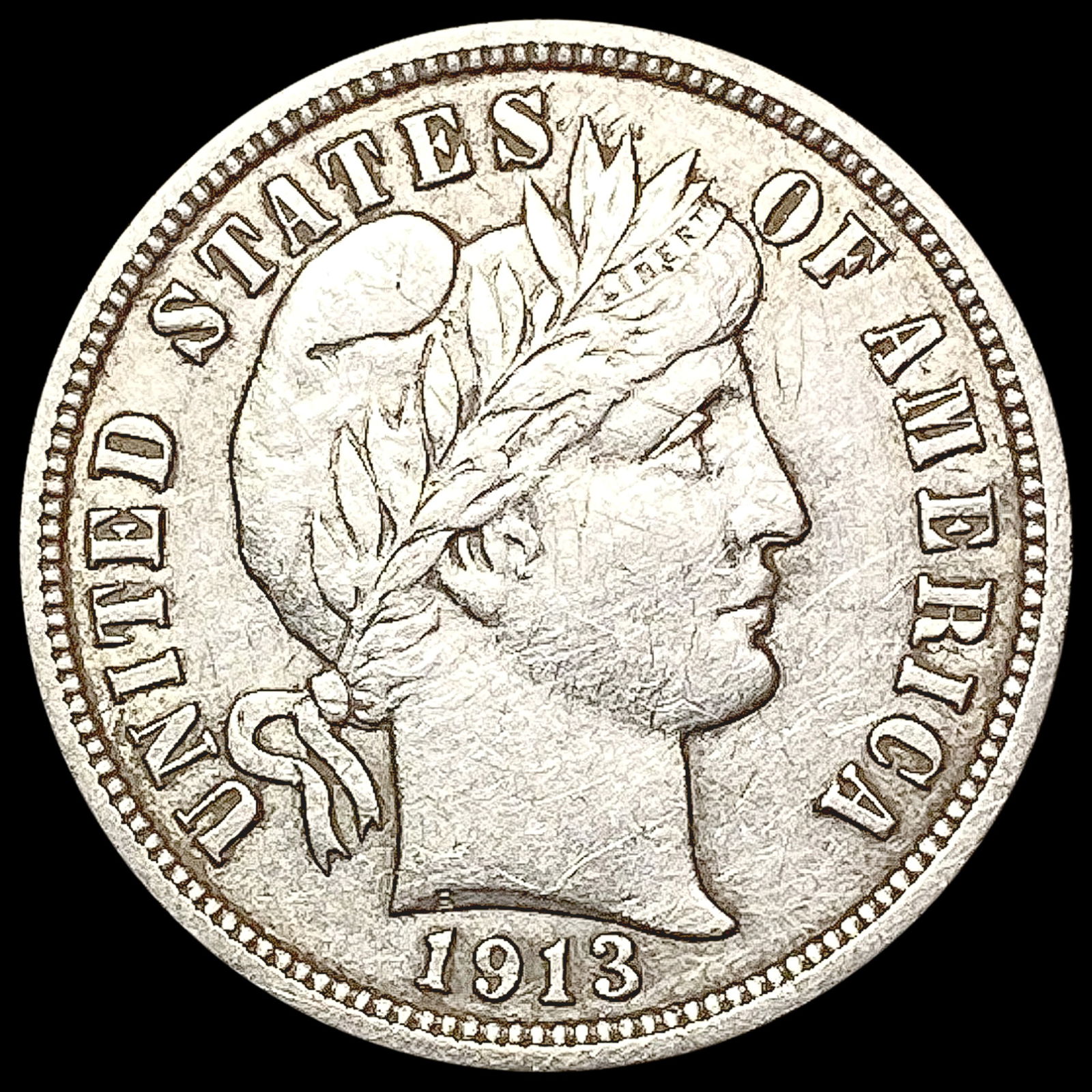 1913 Barber Dime NEARLY UNCIRCULATED (1 of 2)
