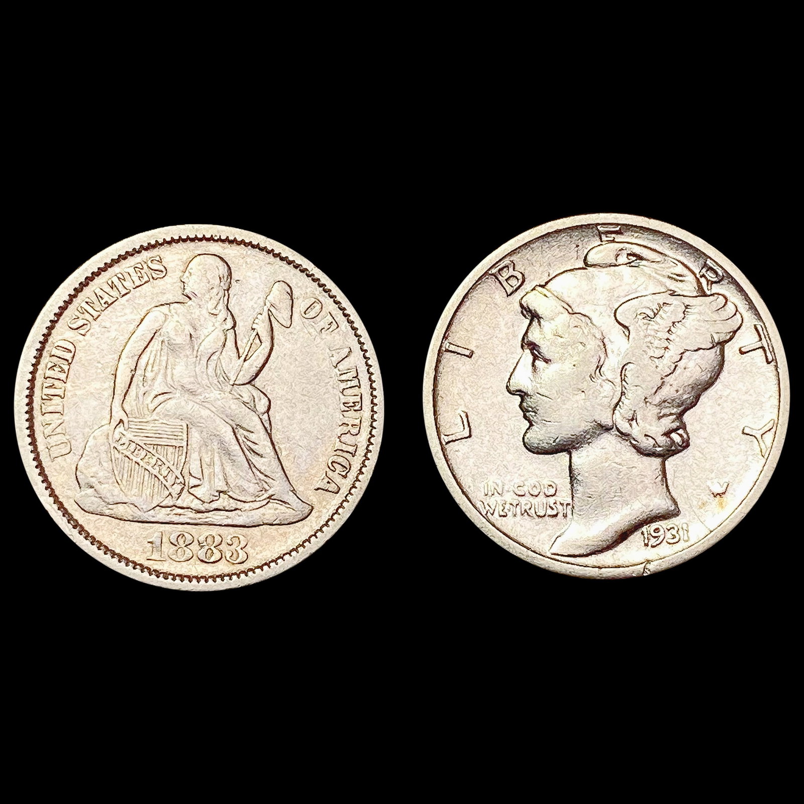 1883 & 1931 US Dime Collection [2 Coins] CLOSELY UNCIRCULATED: 1883 & 1931 US Dime Collection [2 Coins] CLOSELY UNCIRCULATED
