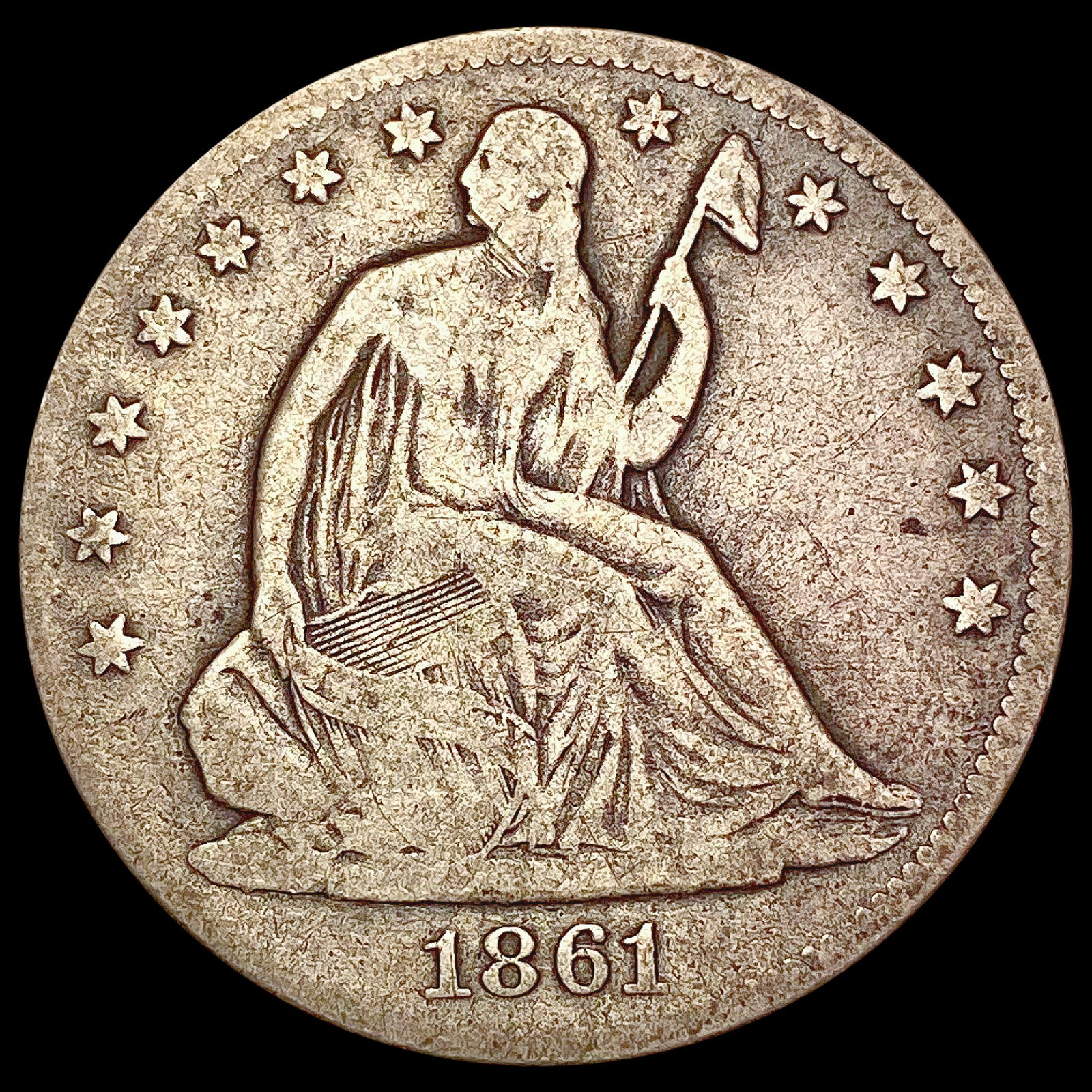 1861 Seated Liberty Half Dollar NICELY CIRCULATED (1 of 2)