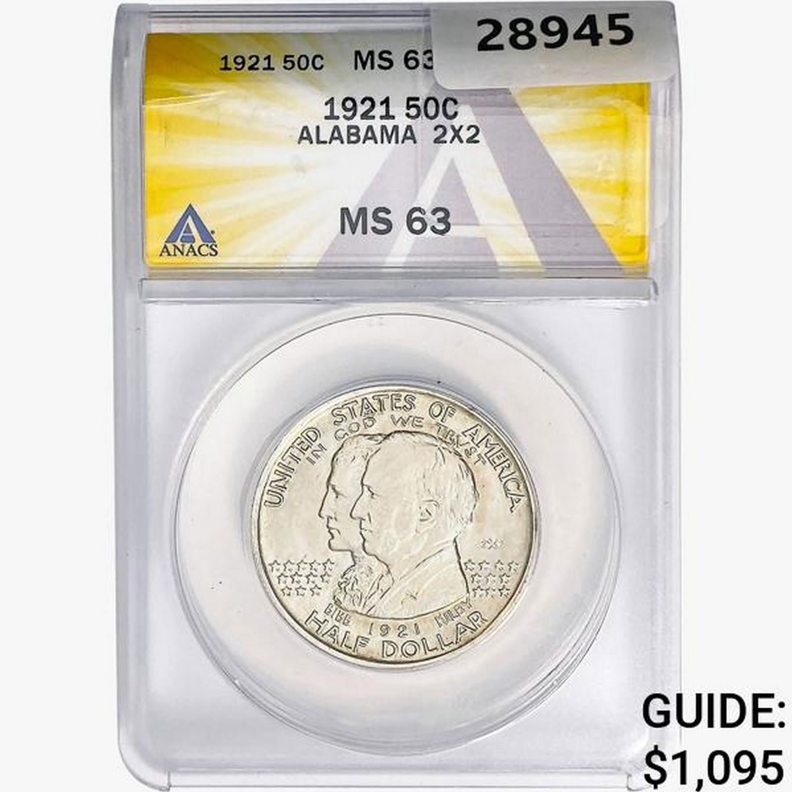 1921 Alabama Half Dollar ANACS MS63 2X2 (1 of 2)