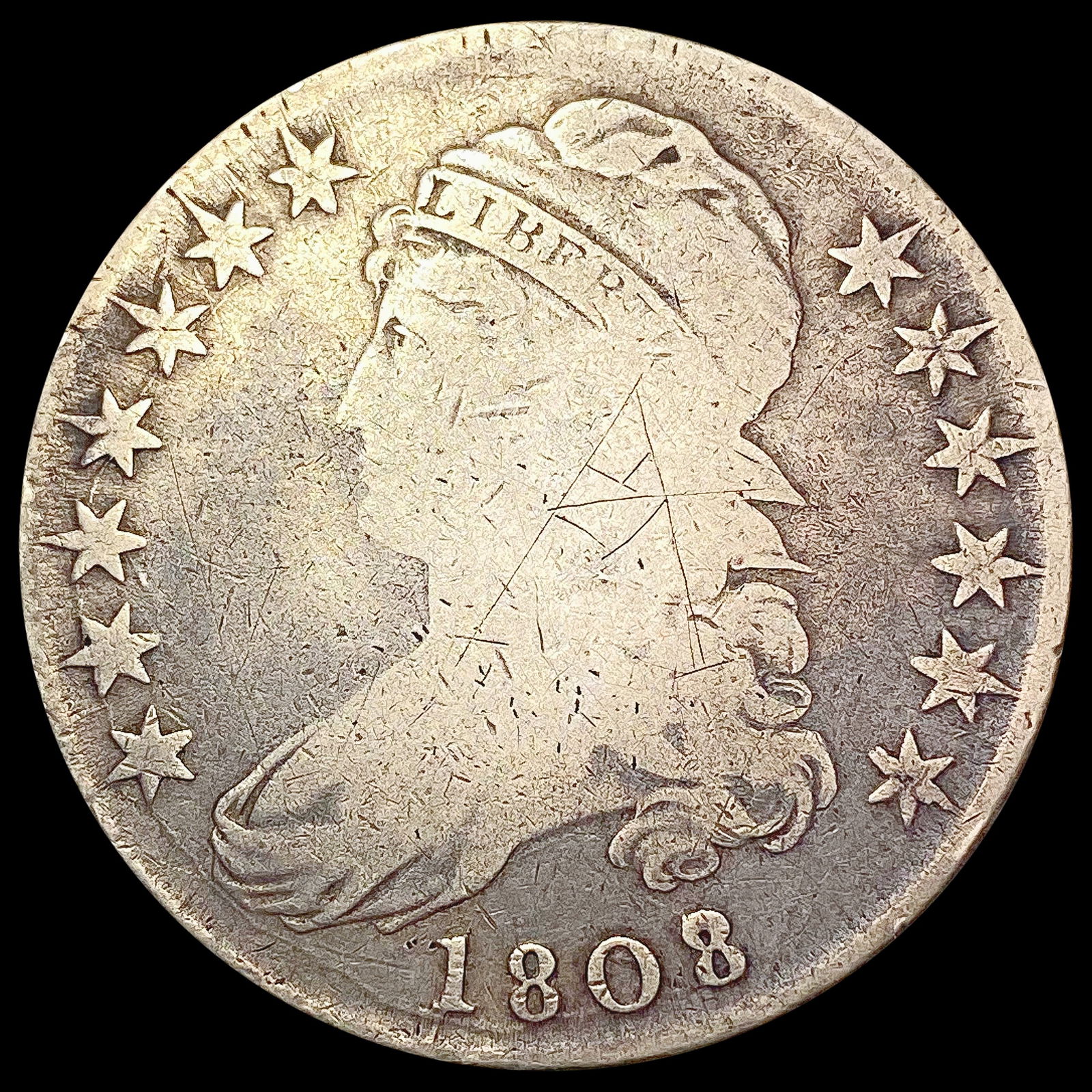 1808/7 Capped Bust Half Dollar NICELY CIRCULATED (1 of 2)