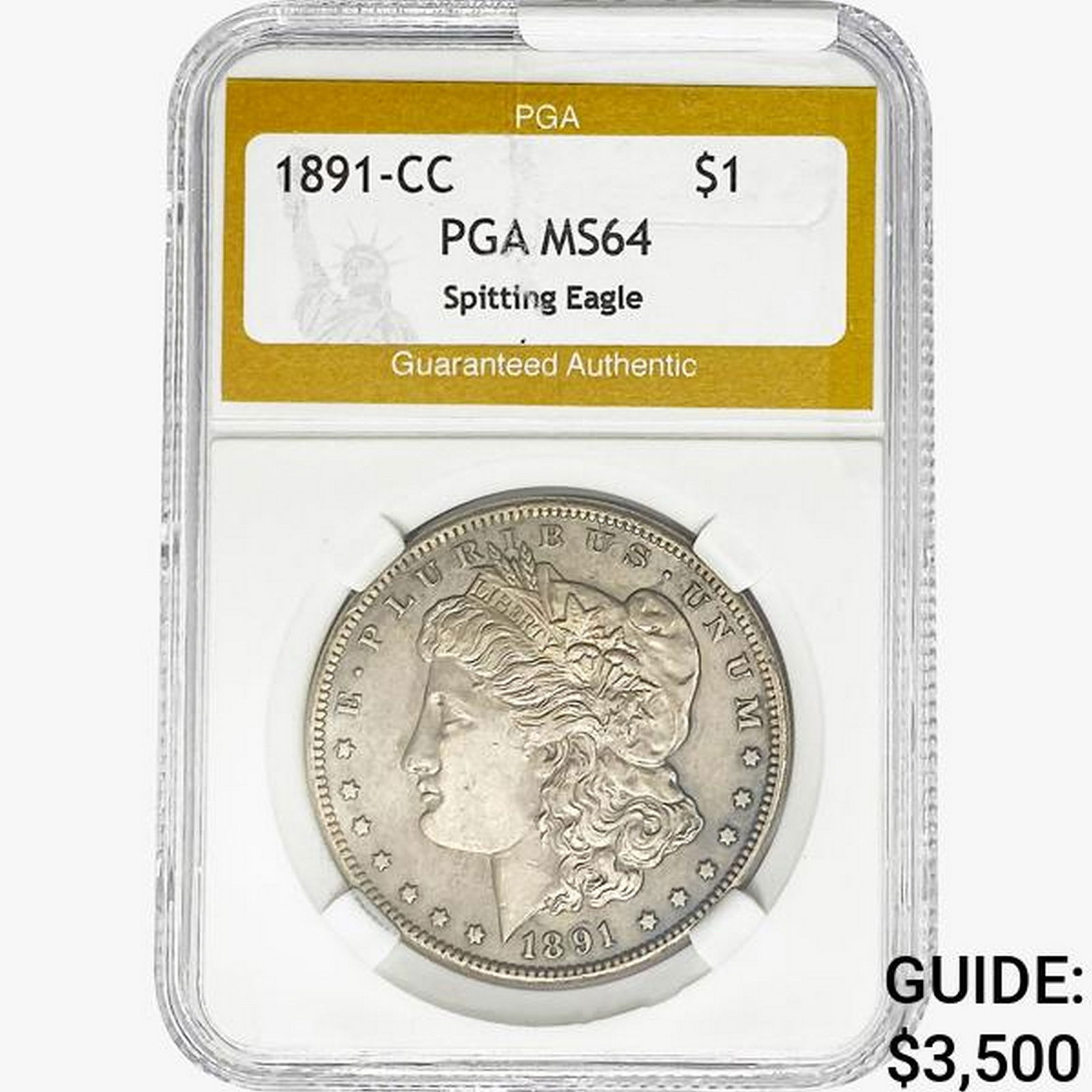1891-CC Morgan Silver Dollar PGA MS64 Spit Eagle (1 of 2)