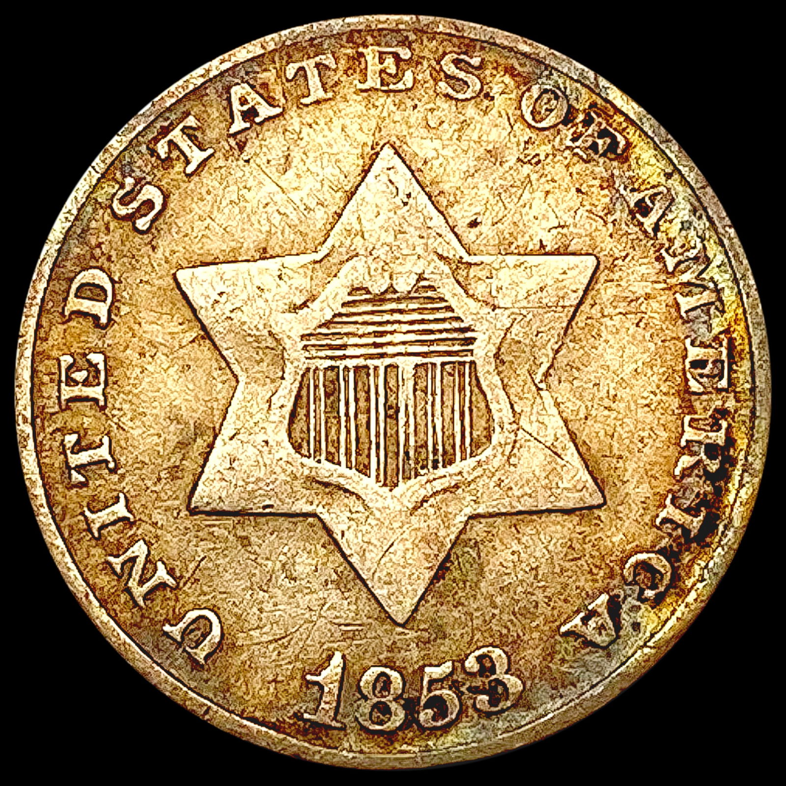 1853 Silver Three Cent NICELY CIRCULATED (1 of 2)