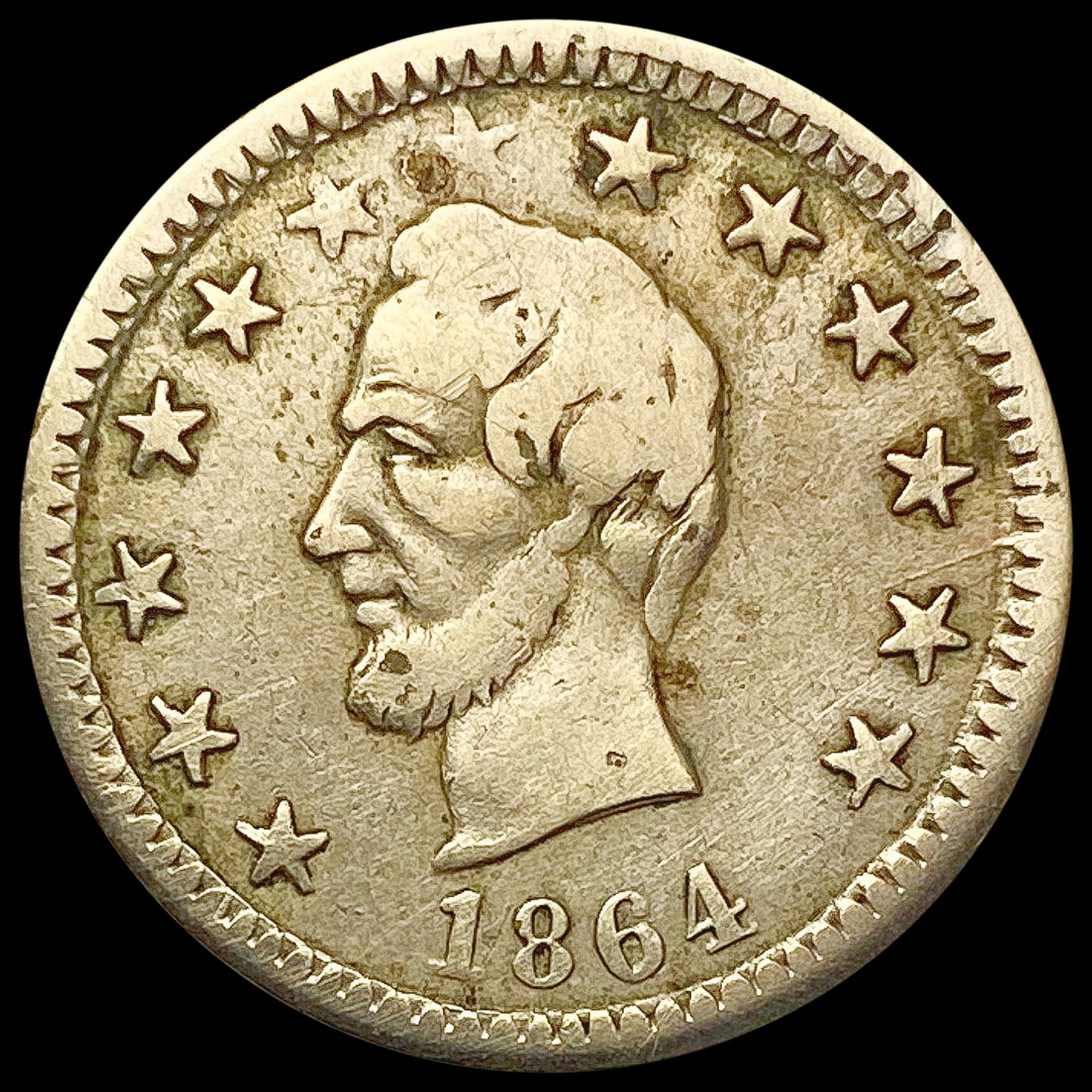 1864 Civil War Token First in War... NICELY CIRCULATED (1 of 2)