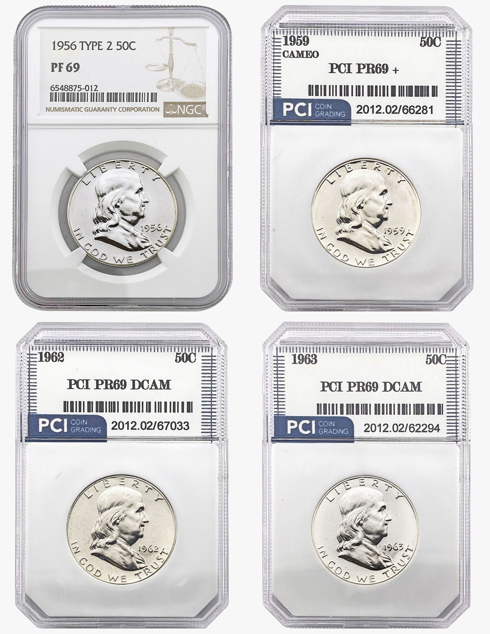 [4] 1956-1963 Pr Franklin Half Lot High Grade (1 of 2)