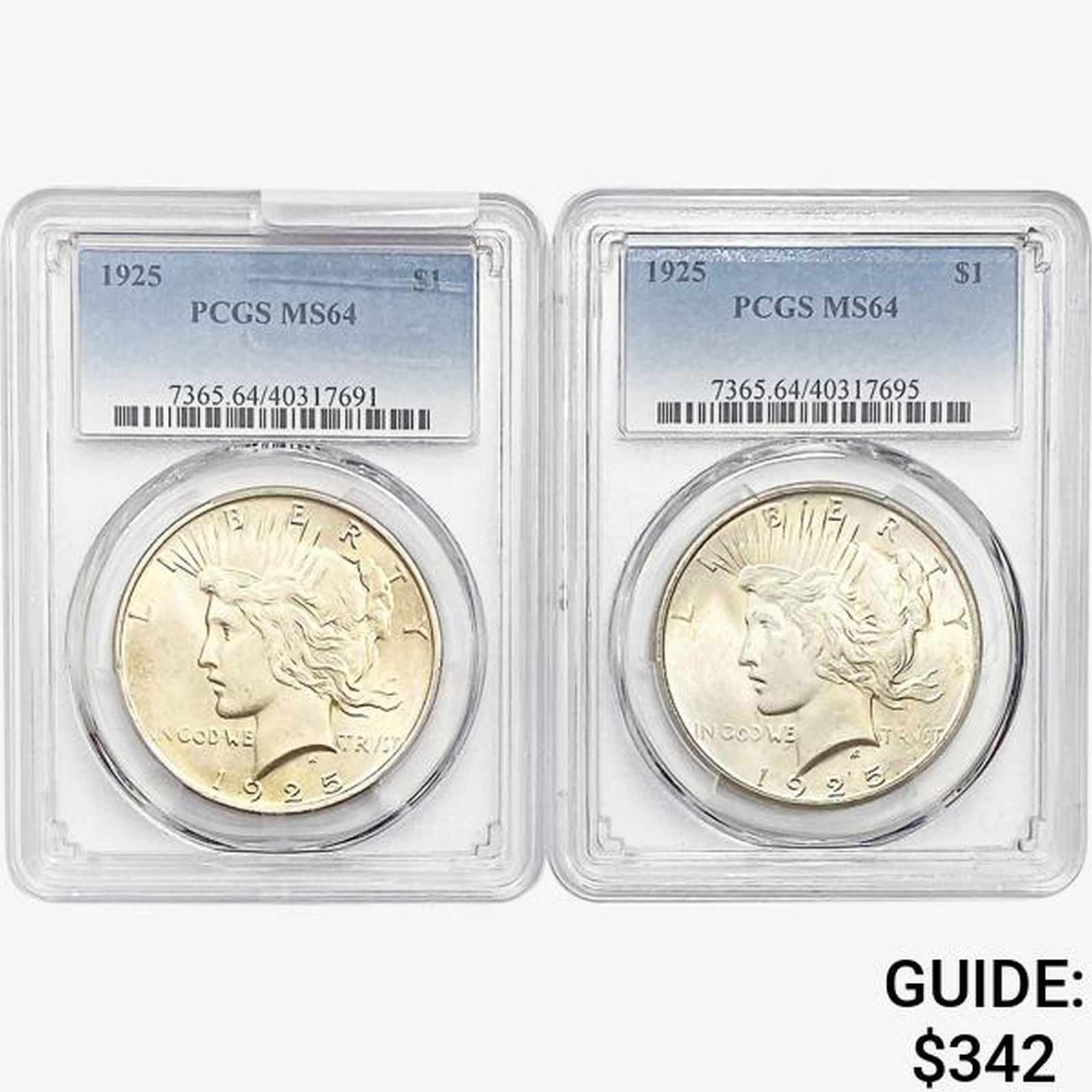 [2]1925 Silver Peace Dollar PCGS MS64 (1 of 2)