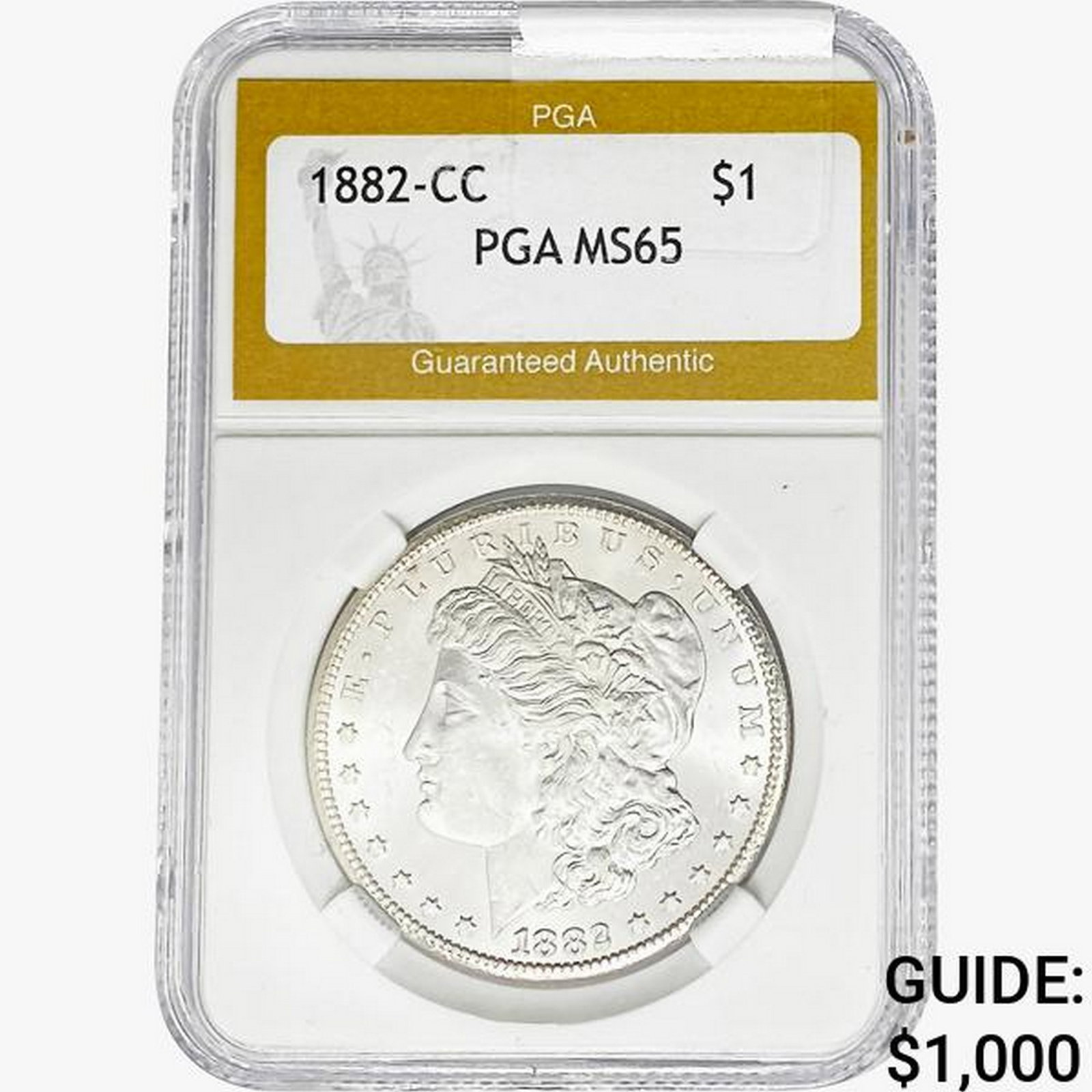 1882-CC Morgan Silver Dollar PGA MS65: 1882-CC Morgan Silver Dollar PGA MS65