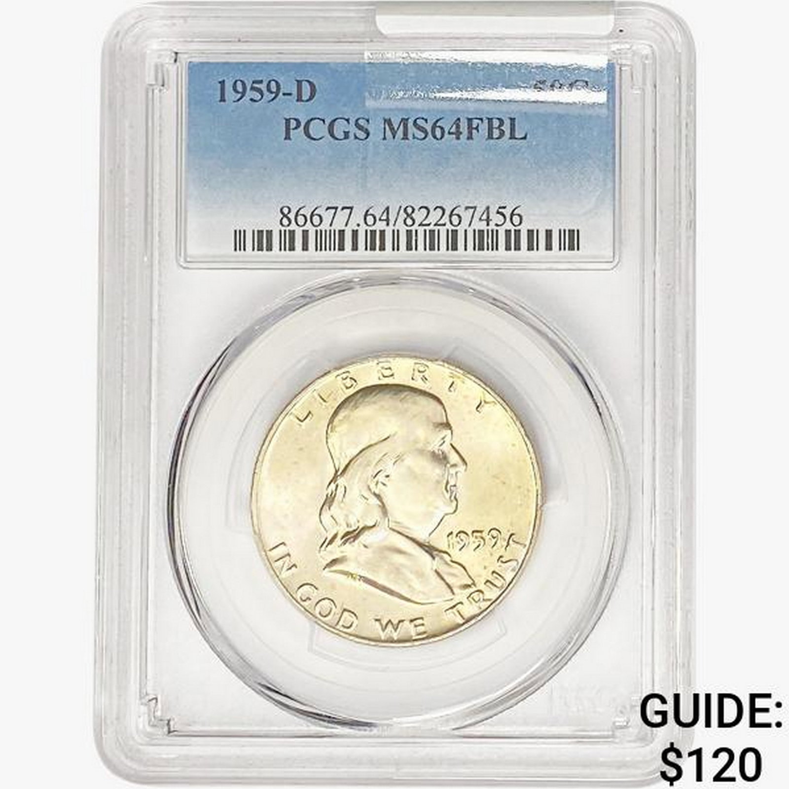 1959-D Franklin Half Dollar PCGS MS64 FBL: 1959-D Franklin Half Dollar PCGS MS64 FBL
