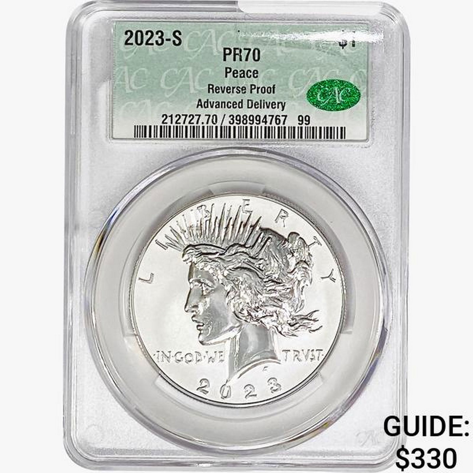 2023-S Silver Peace Dollar CAC PR70 Reverse Proof (1 of 2)