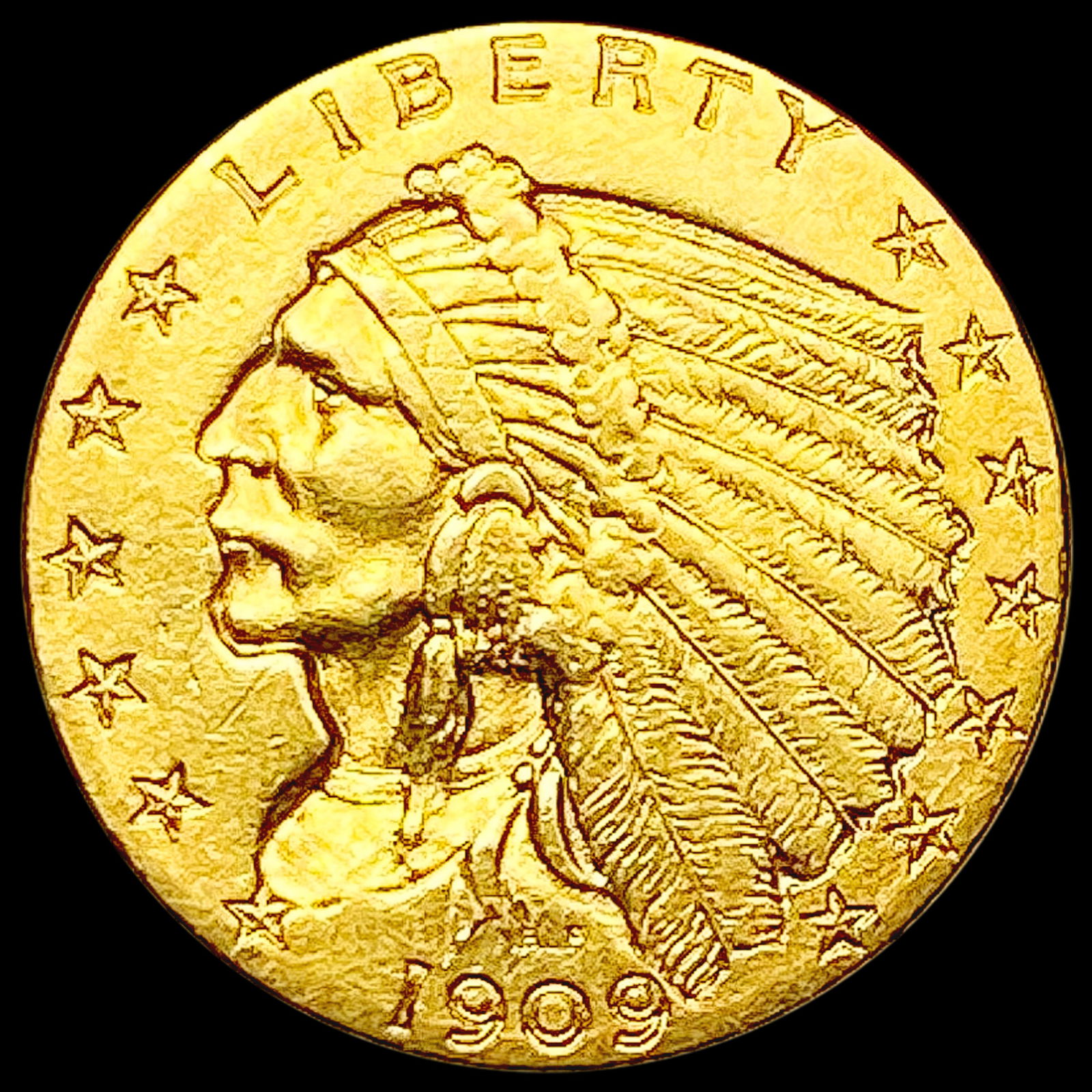 1909 $2.50 Gold Quarter Eagle CLOSELY UNCIRCULATED (1 of 2)