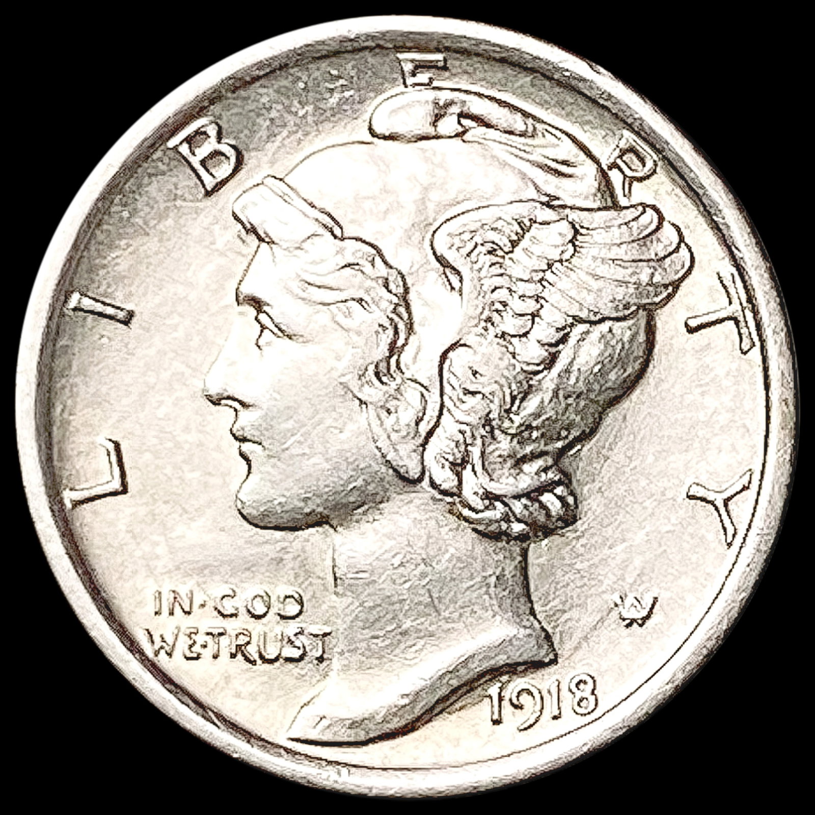 1918 Mercury Dime CHOICE BU (1 of 2)