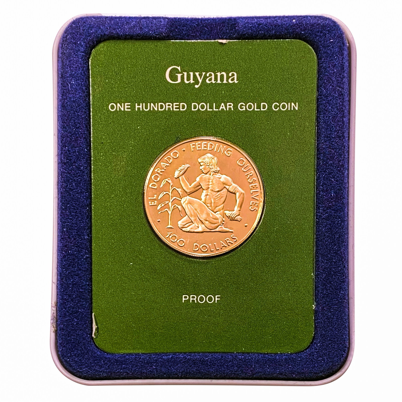 1977 Guyana Proof $100 .0897oz Gold Coin: 1977 Guyana Proof $100 .0897oz Gold Coin