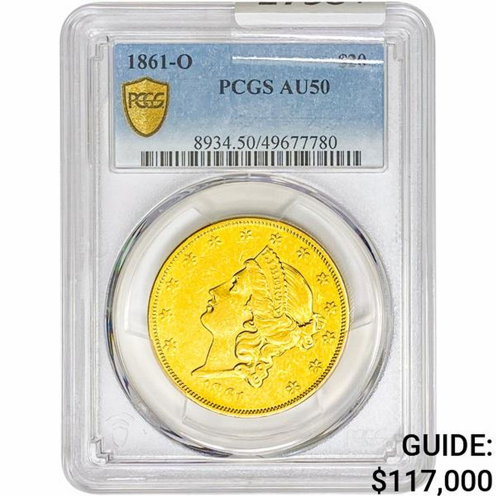 1861-O $20 Gold Double Eagle PCGS AU50 (1 of 2)