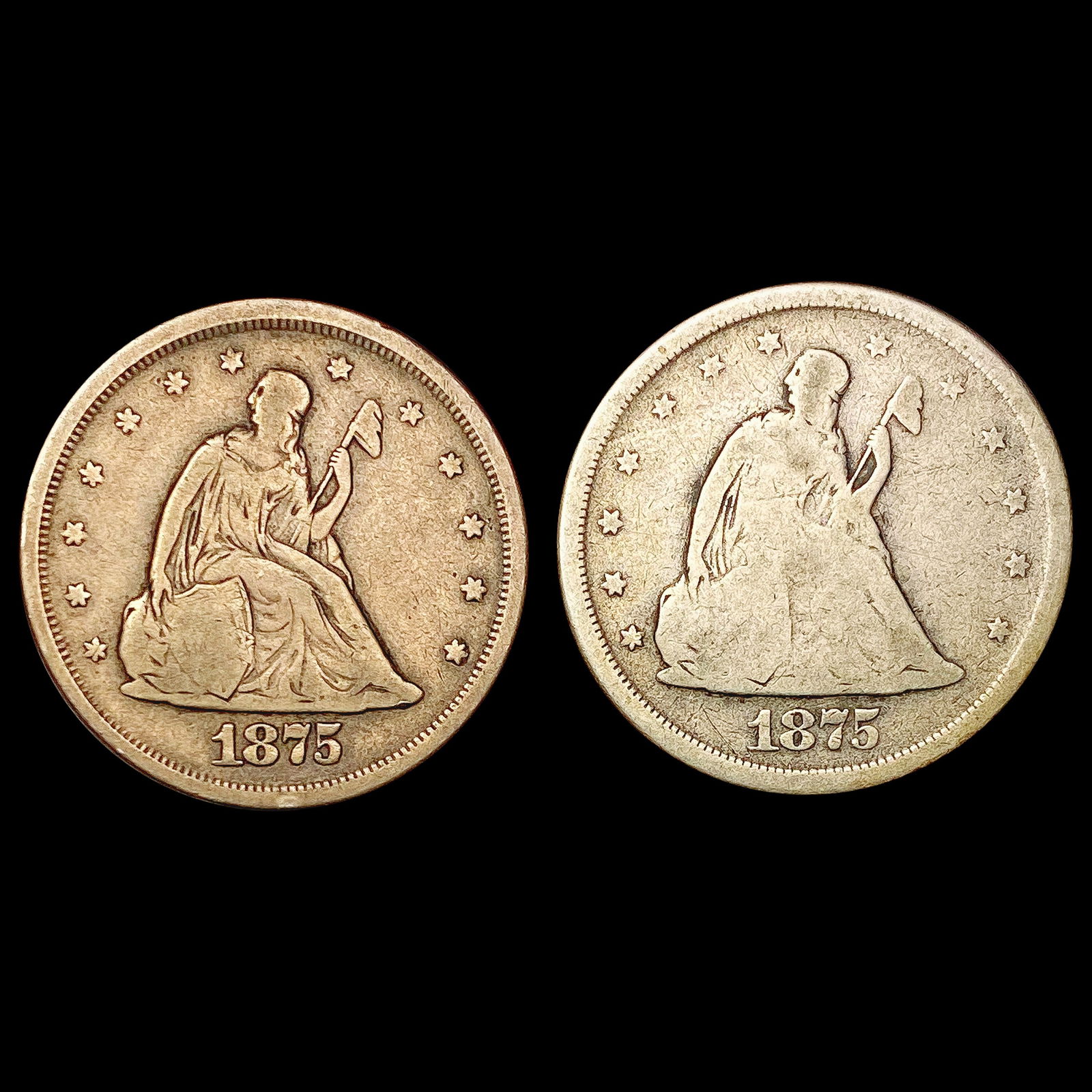 1875 S [2] Twenty Cent Piece NICELY CIRCULATED (1 of 2)