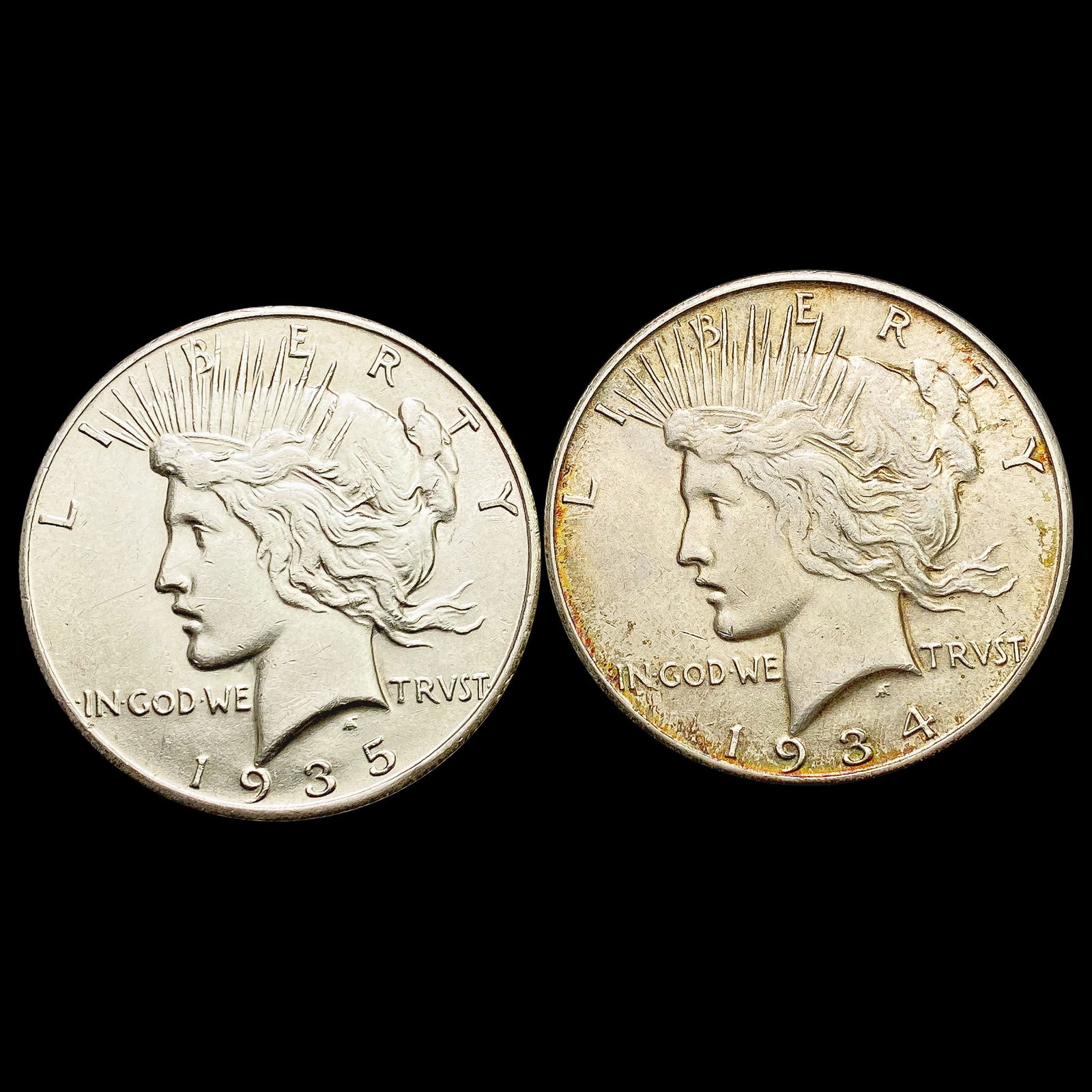 [2] 1934-S&1935-S Silver Peace Dollar UNCIRCULATED (1 of 2)