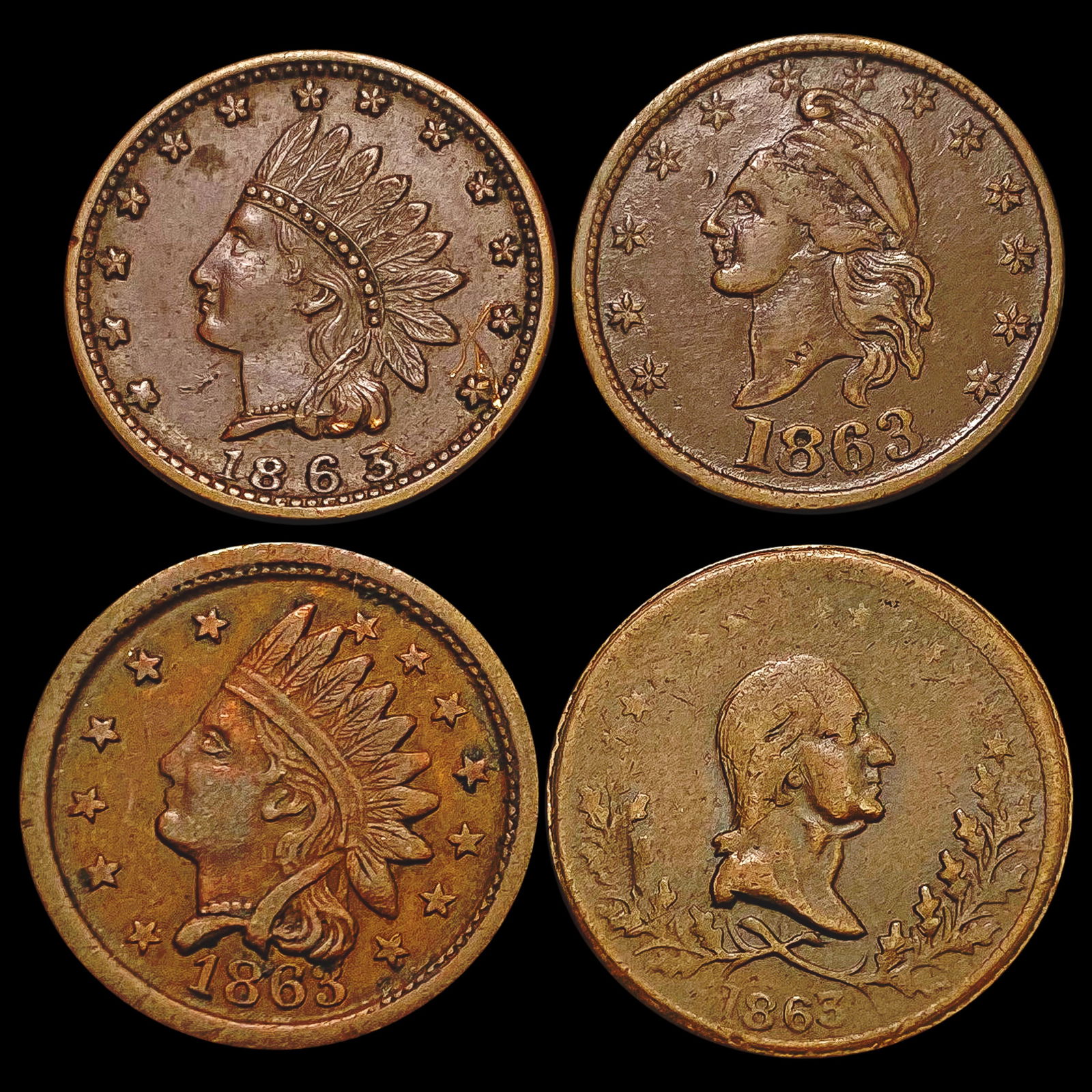 [4] 1863 Varied World Tokens HIGH GRADE (1 of 2)