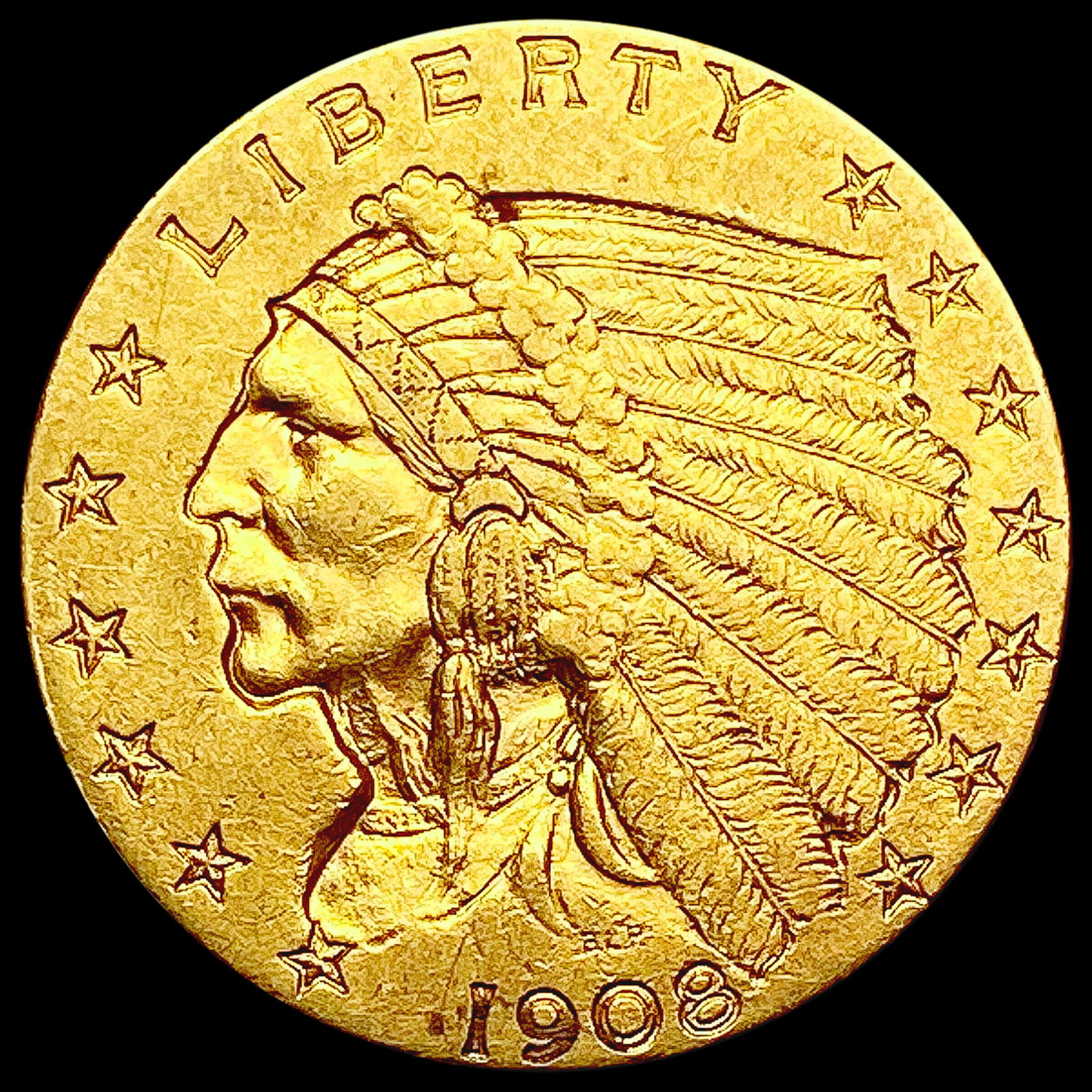 1908 $2.50 Gold Quarter Eagle CLOSELY UNCIRCULATED (1 of 2)