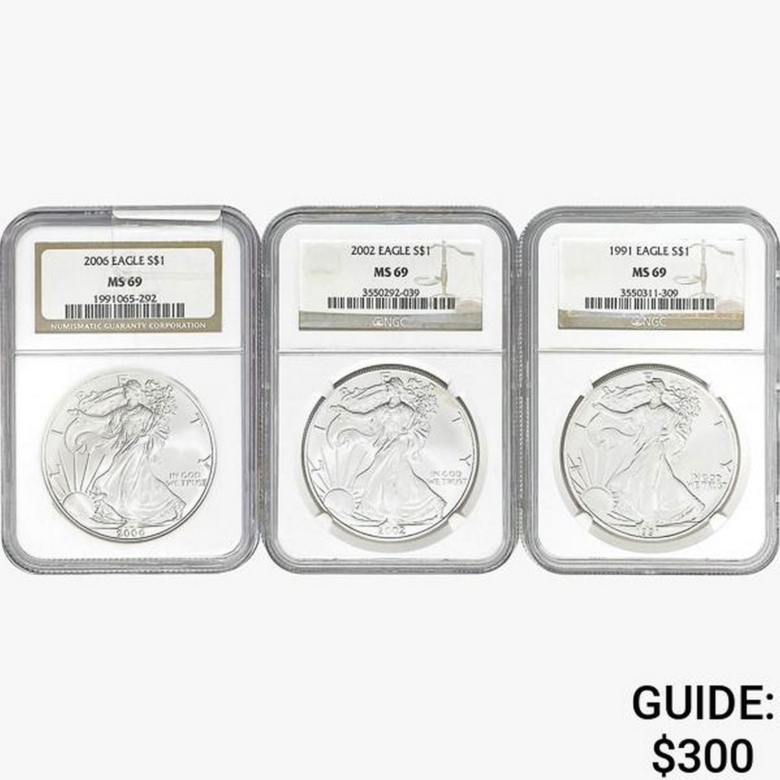[3] 1991-2006 Silver Eagle NGC MS69 (1 of 2)