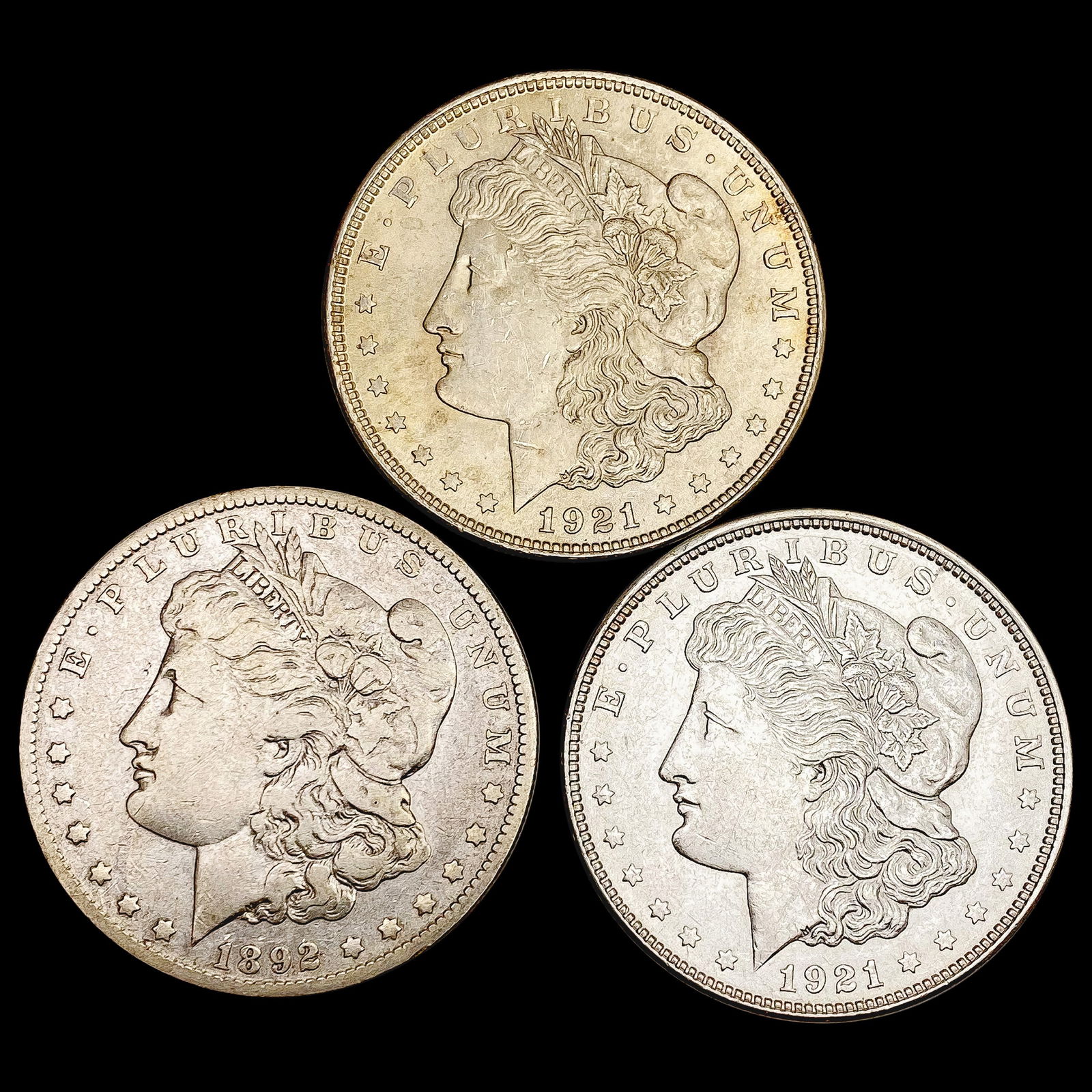 1892-1921 Morgan Silver Dollar Lot [3 Coins] HIGH GRADE (1 of 2)