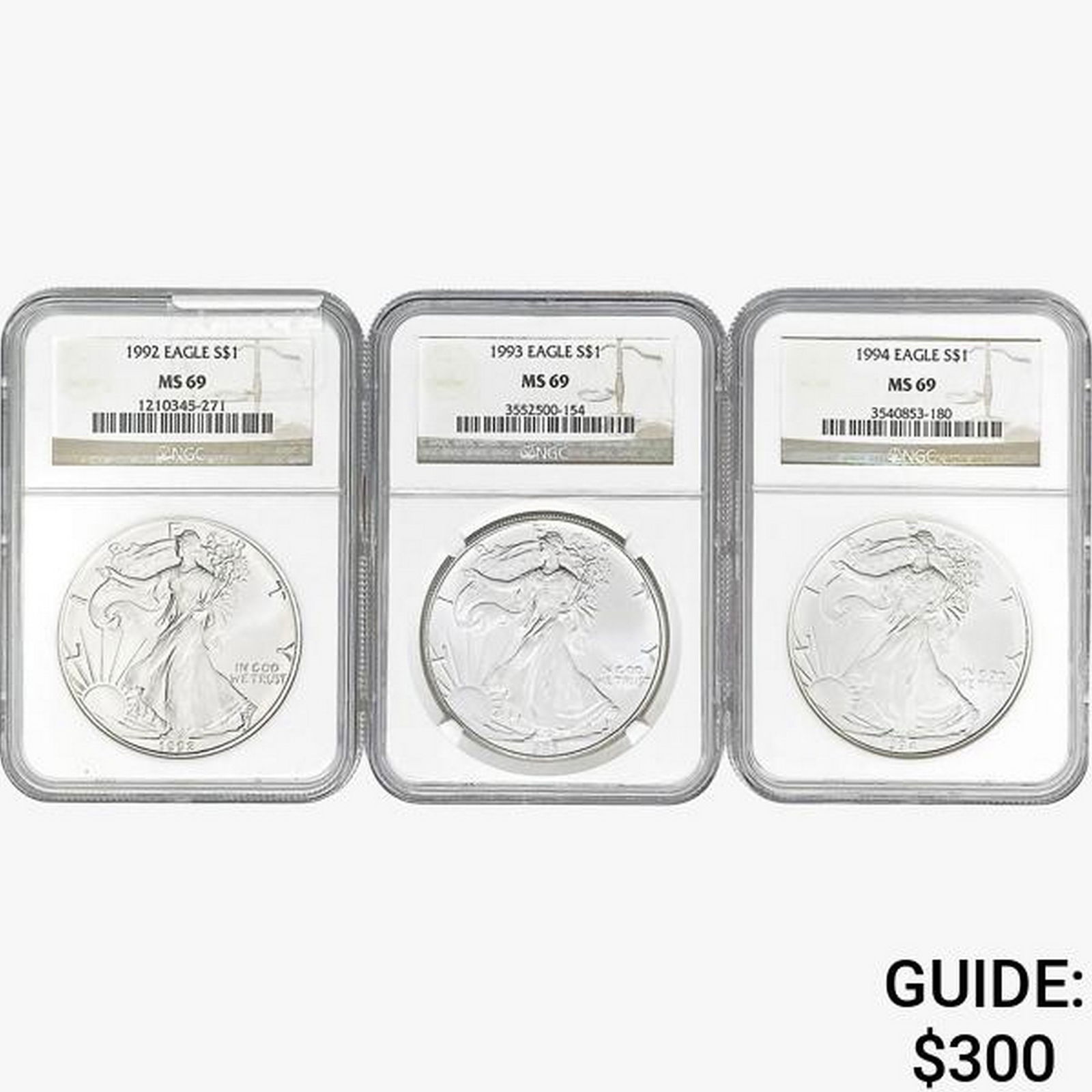 [3] 1992-1994 Silver Eagle NGC MS69 (1 of 2)