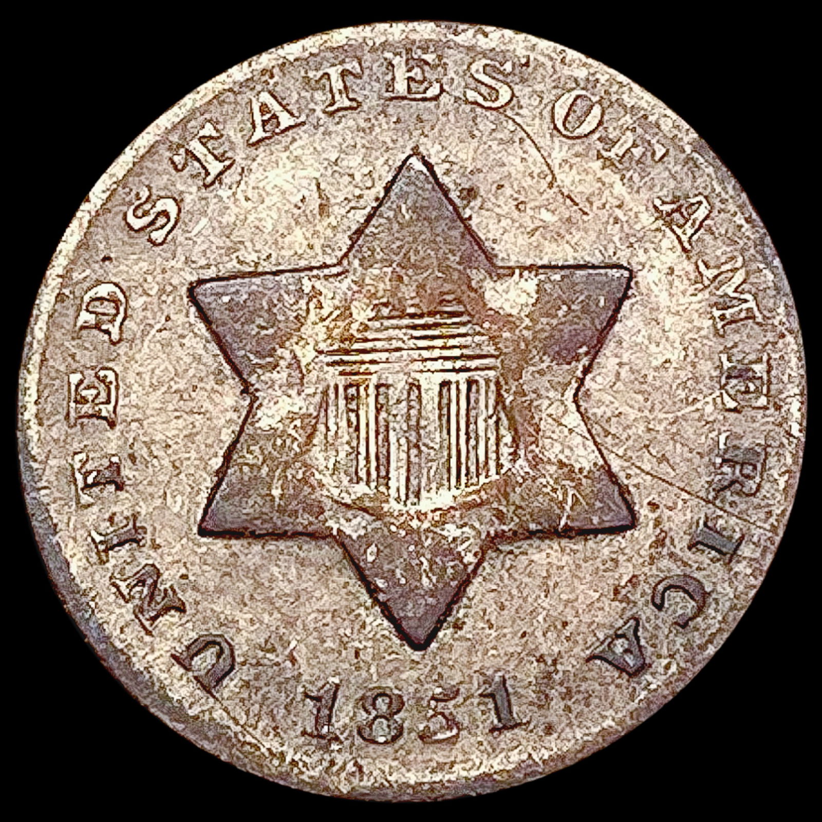 1851 Silver Three Cent LIGHTLY CIRCULATED (1 of 2)