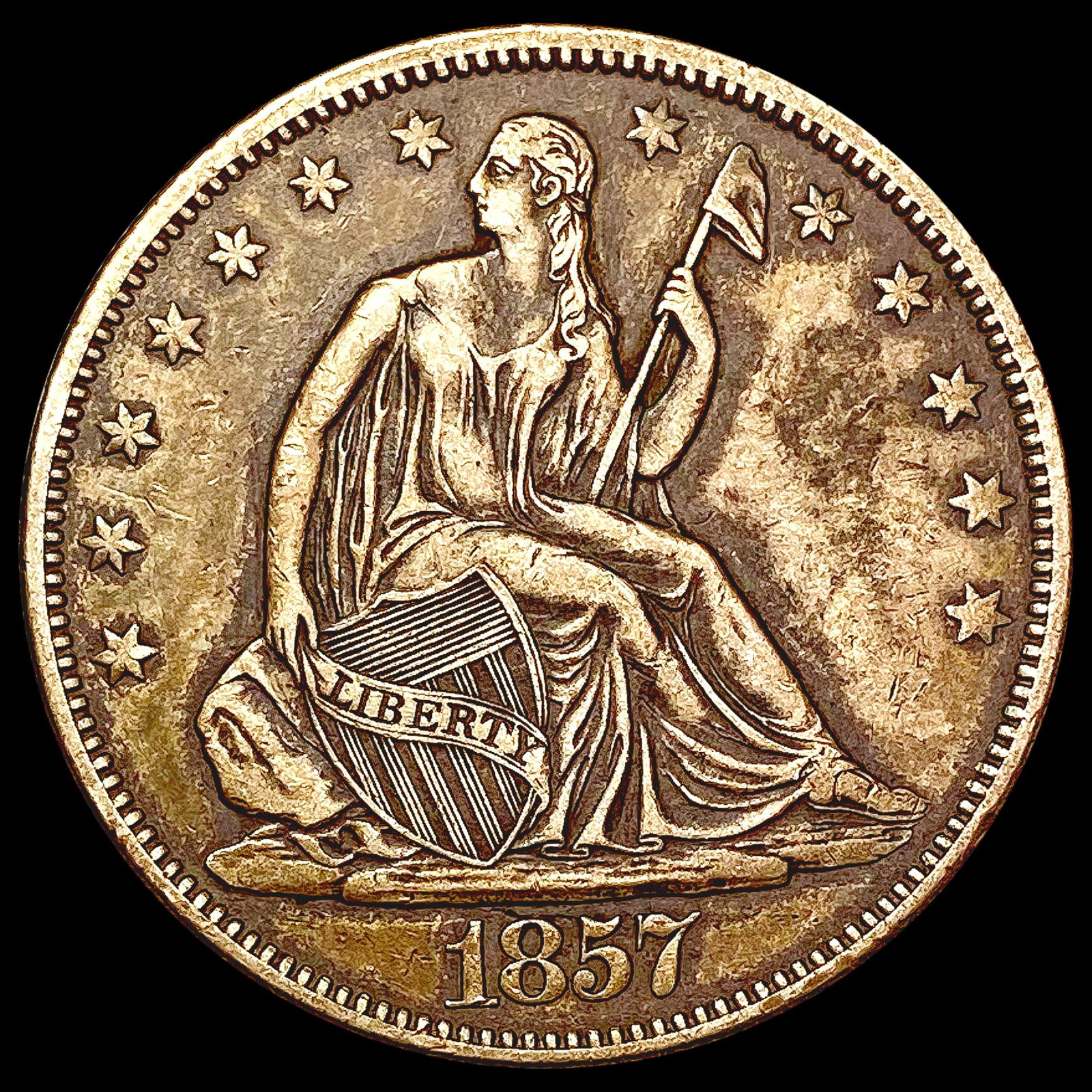 1857 Seated Liberty Half Dollar CLOSELY UNCIRCULATED (1 of 2)