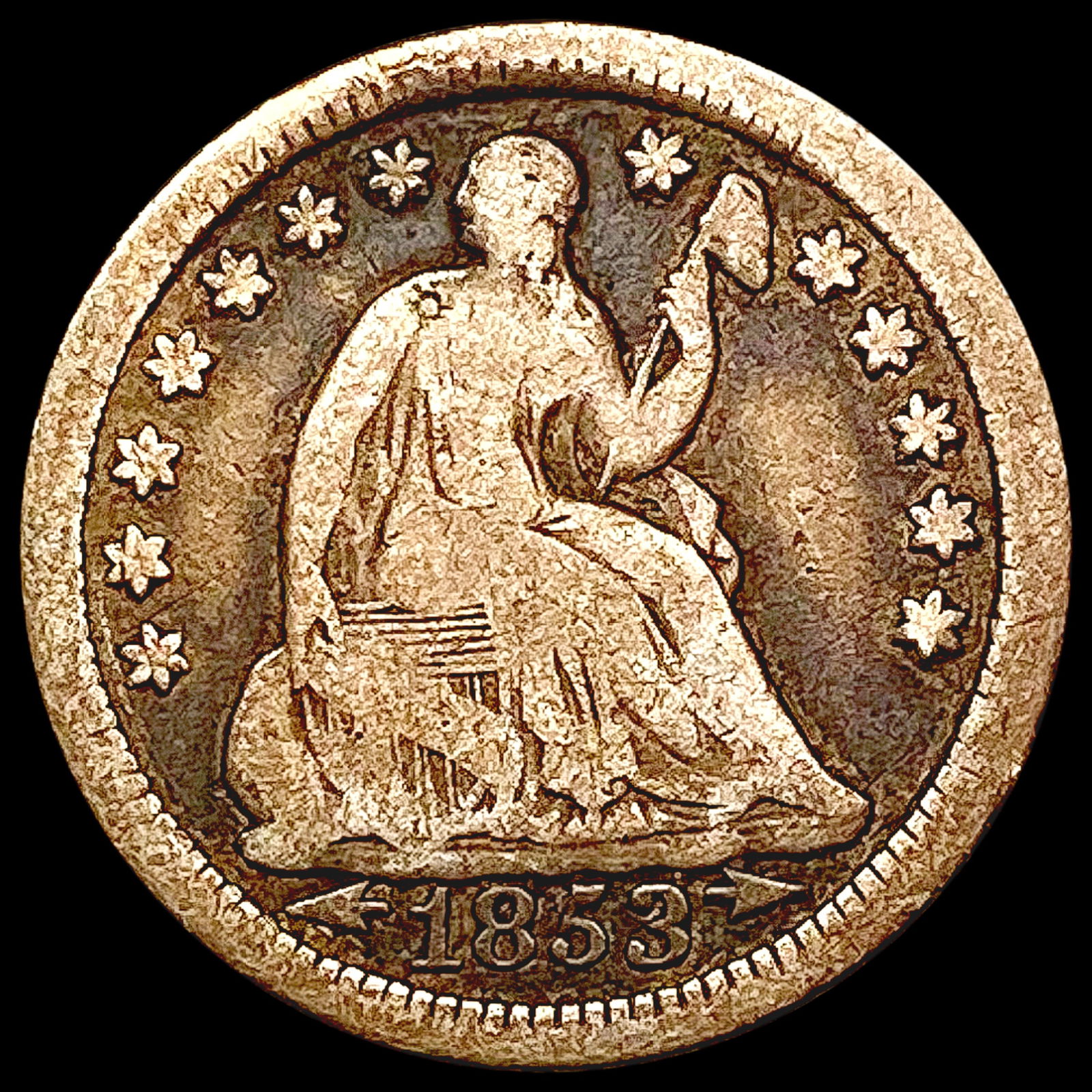 1853-O Seated Liberty Half Dime NICELY CIRCULATED (1 of 2)