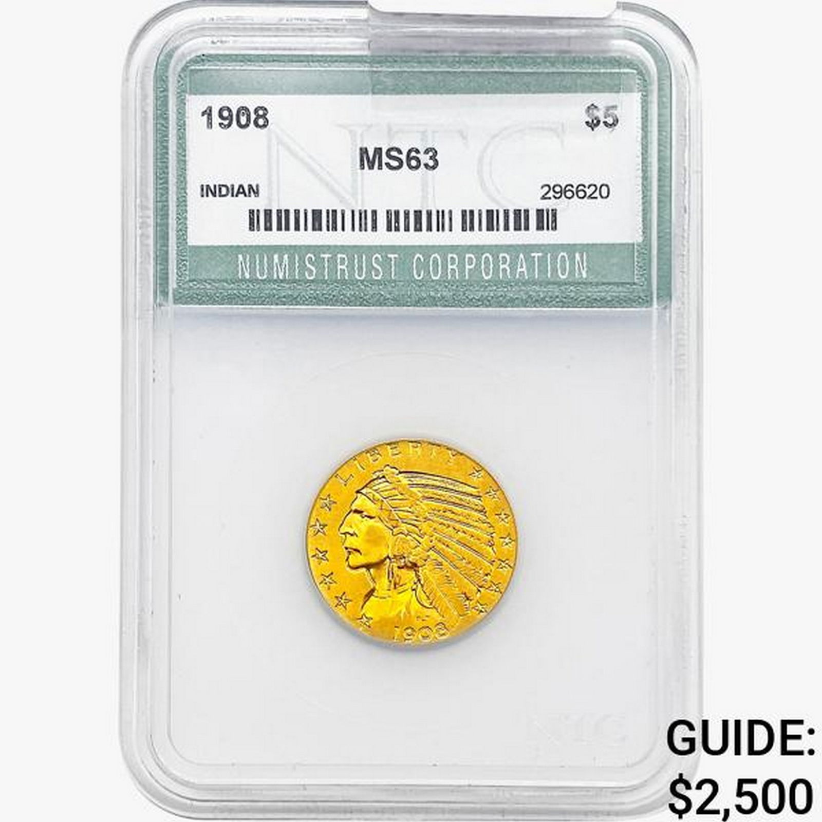 1908 $5 Gold Half Eagle NTC MS63 (1 of 2)