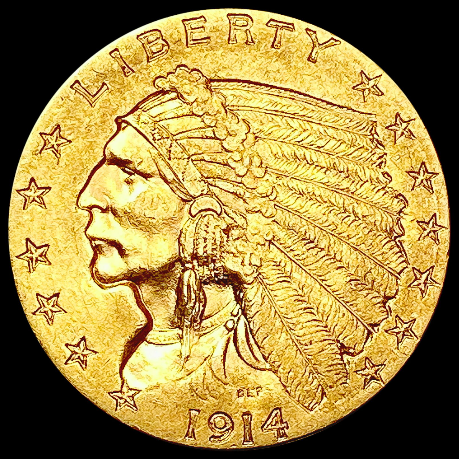 1914-D $2.50 Gold Quarter Eagle CLOSELY UNCIRCULATED (1 of 2)