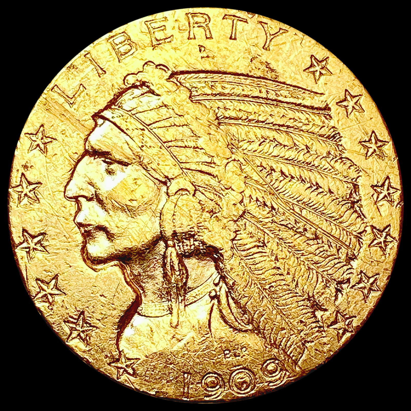 1909 $5 Gold Half Eagle NEARLY UNCIRCULATED (1 of 2)