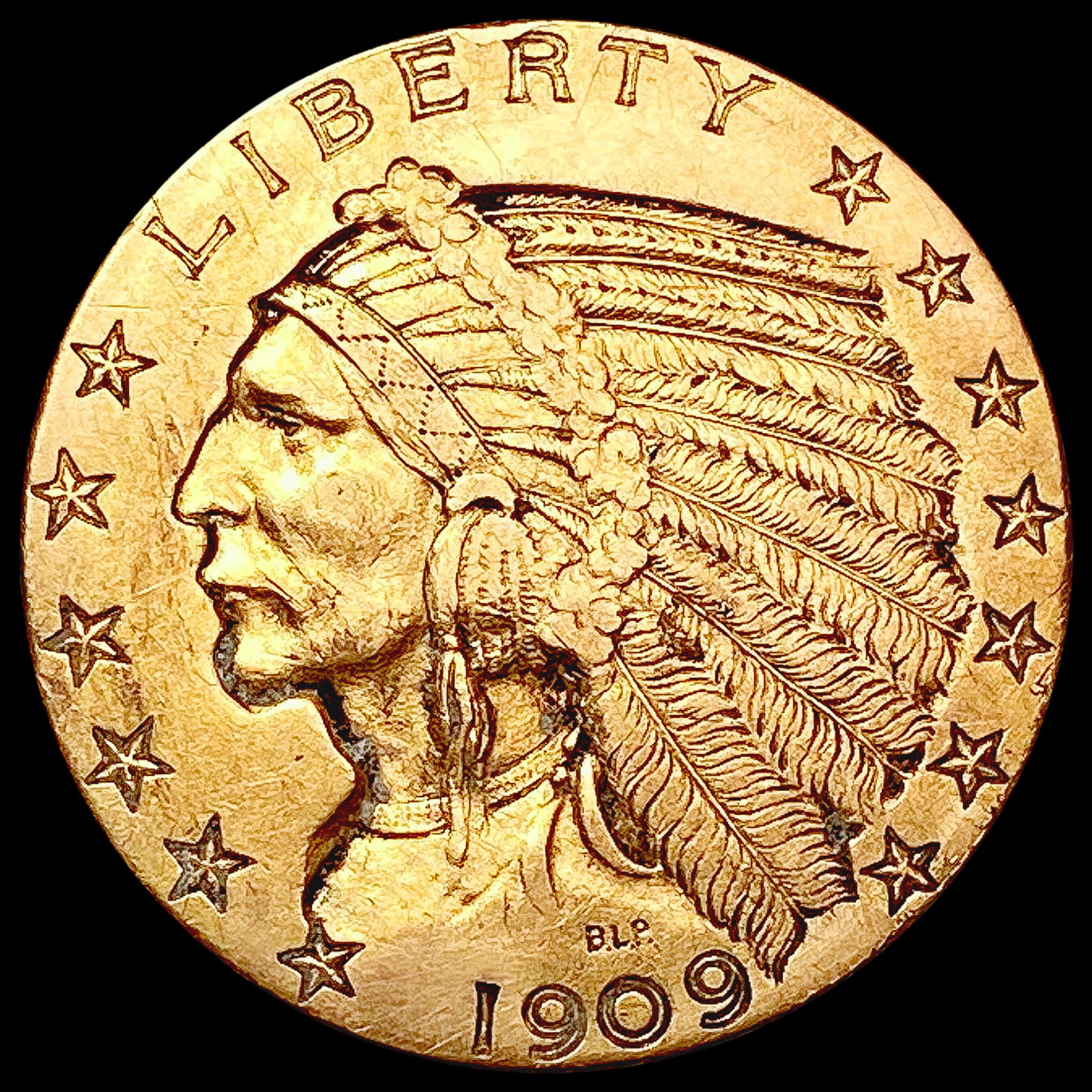 1909-D $5 Gold Half Eagle CLOSELY UNCIRCULATED (1 of 2)
