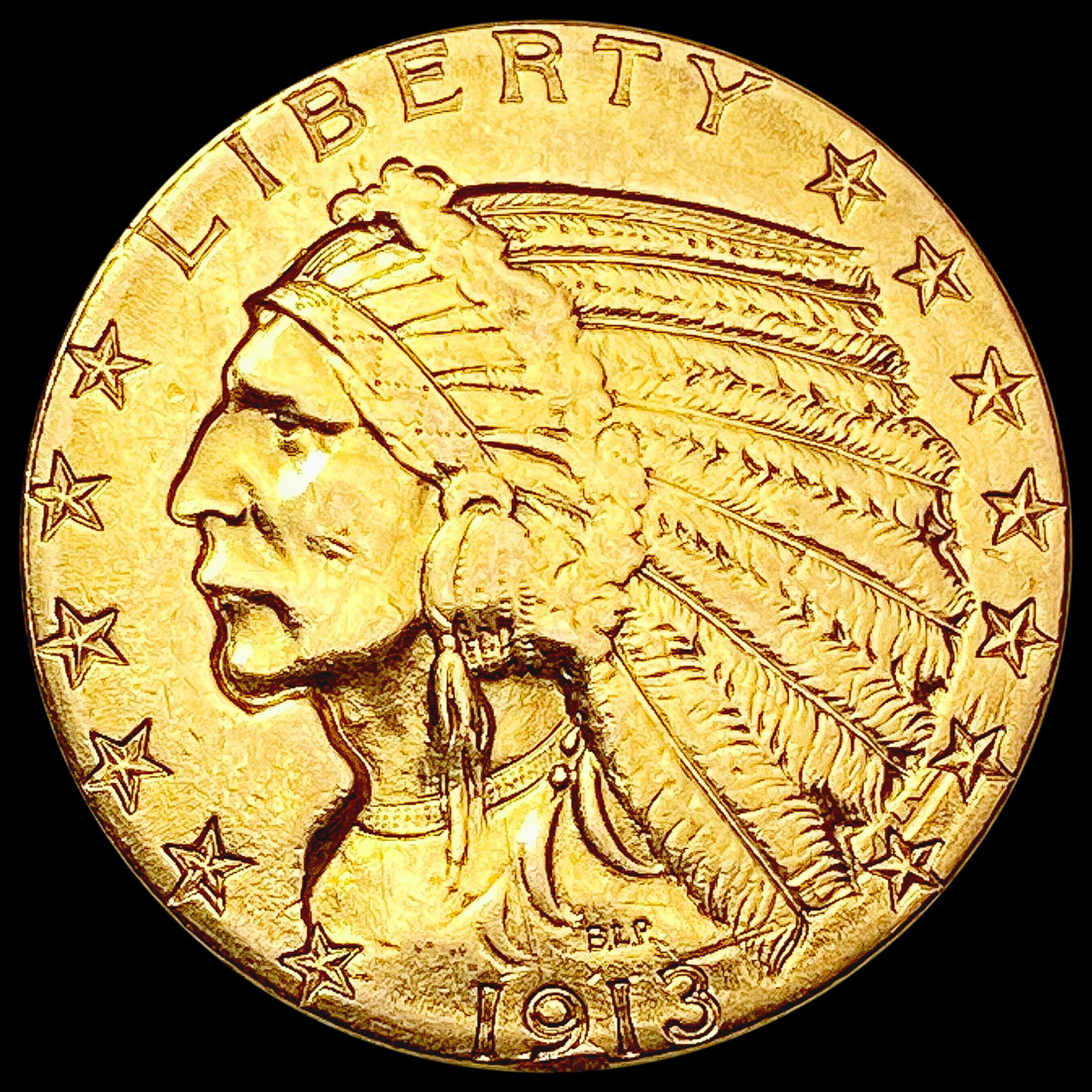 1913 $5 Gold Half Eagle LIGHTLY CIRCULATED (1 of 2)