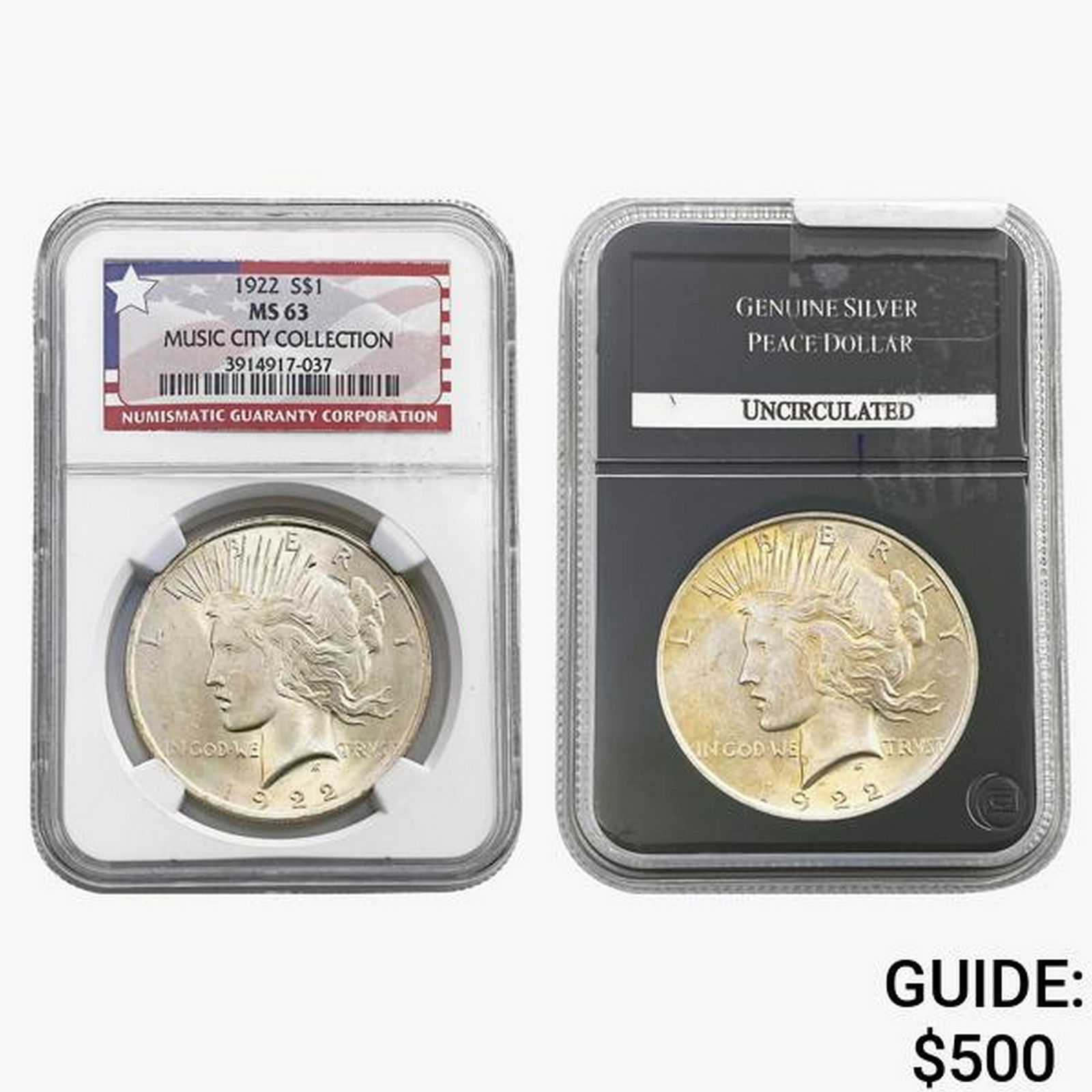 [2] 1922 Silver Peace Dollar PCS/NGC (1 of 2)