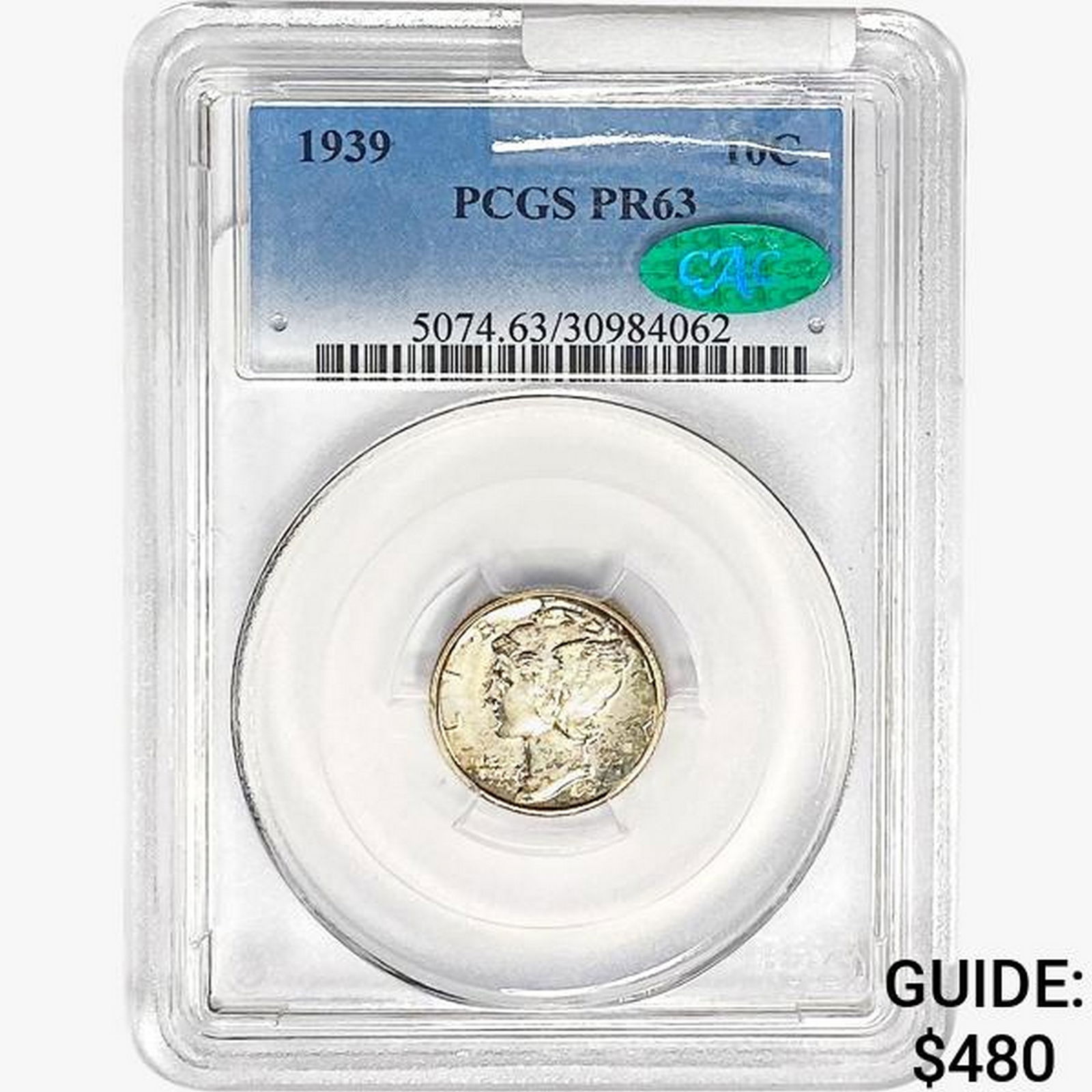 1939 CAC Mercury Silver Dime PCGS PR63 (1 of 2)