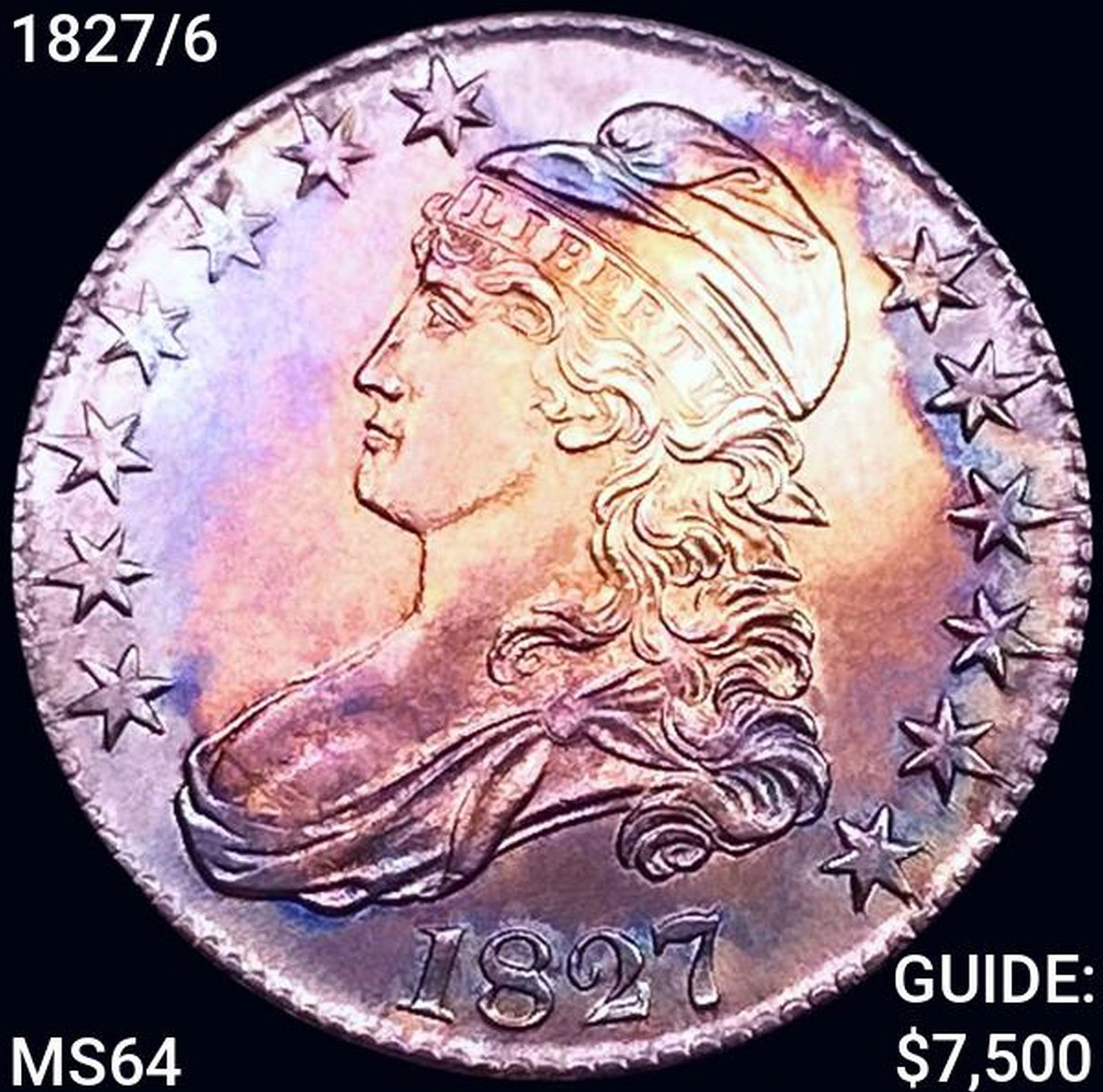 1827/6 Capped Bust Half Dollar CHOICE BU (1 of 2)