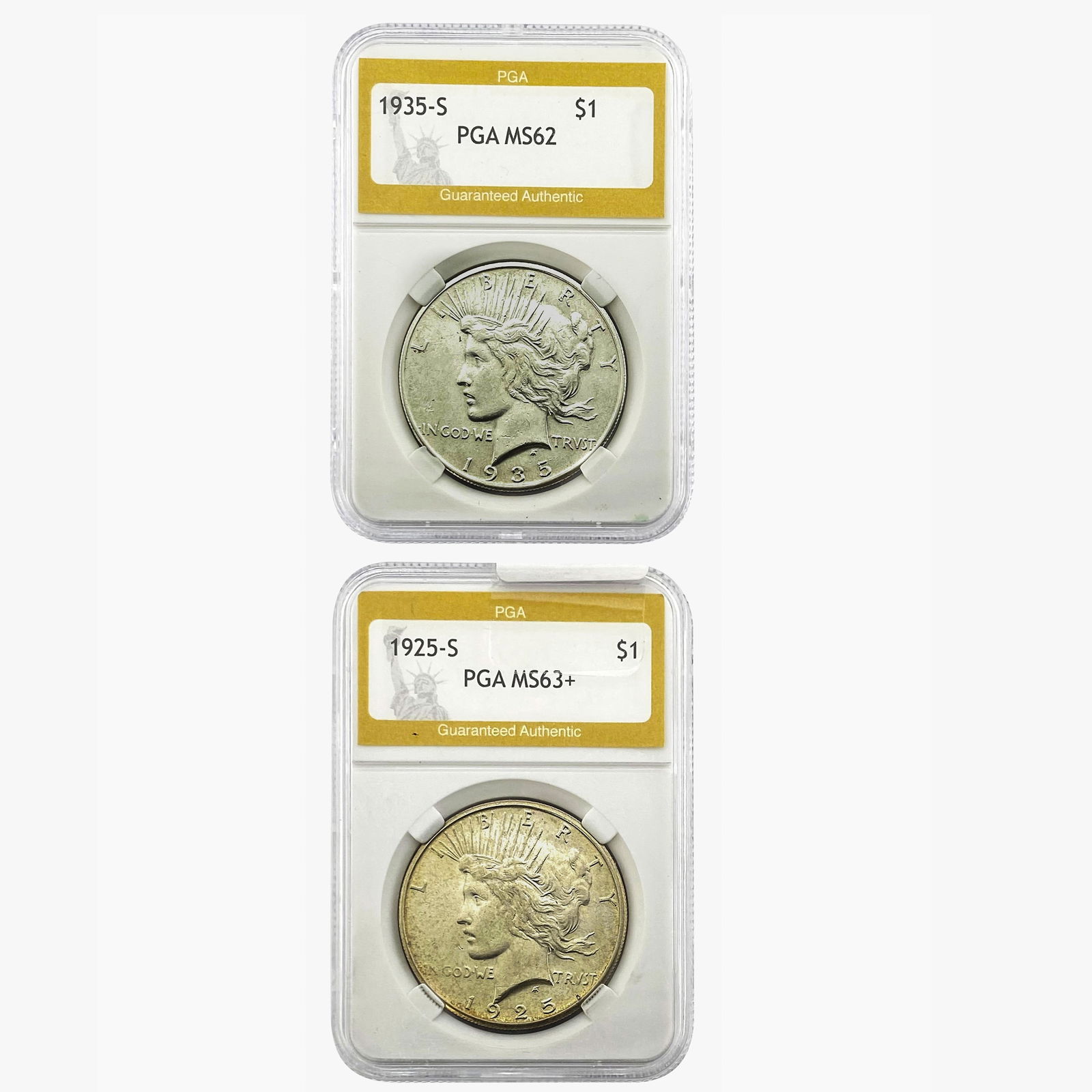 1925-S Silver Peace Dollar PGA MS63+ (1 of 2)