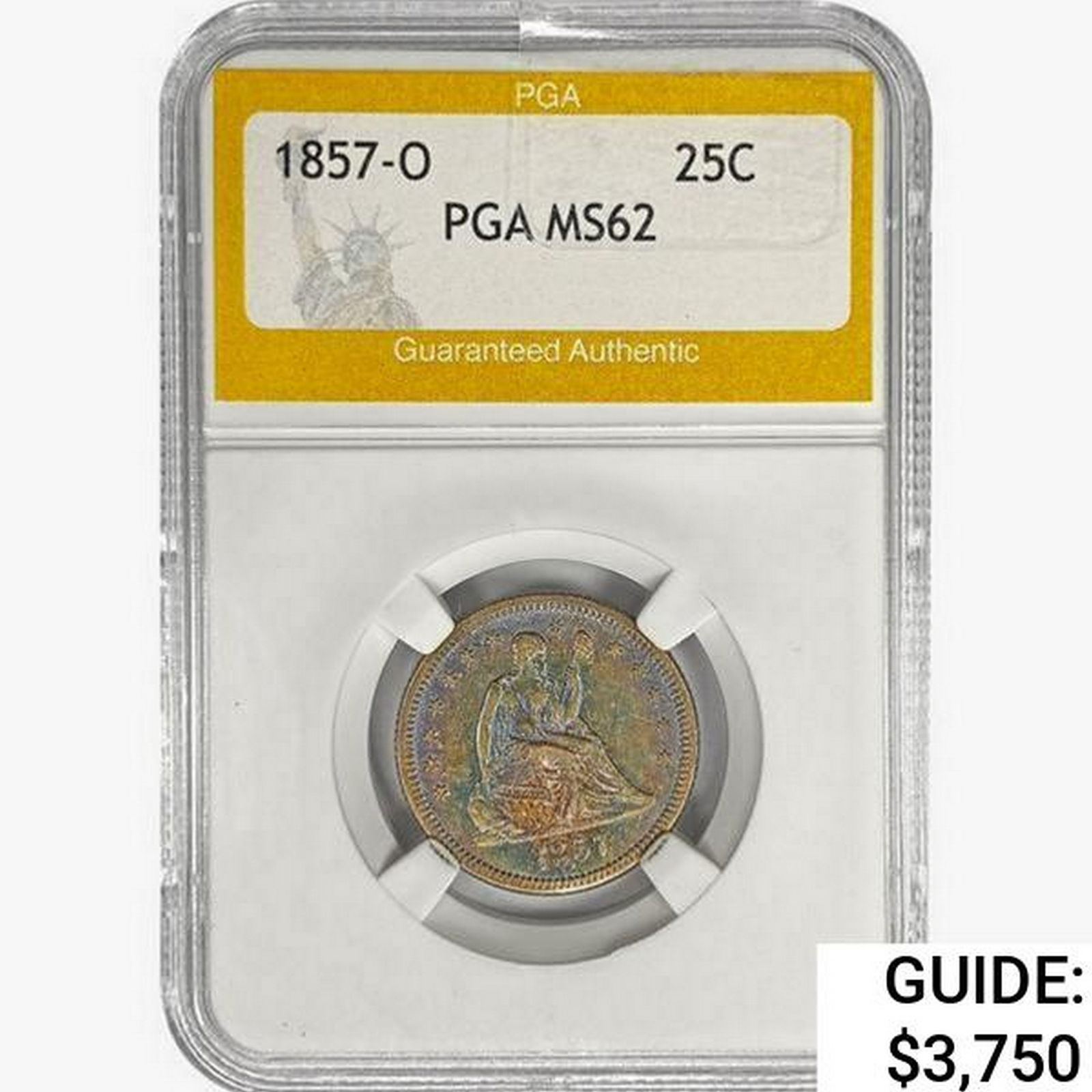 1857-O Seated Liberty Quarter PGA MS62 (1 of 2)