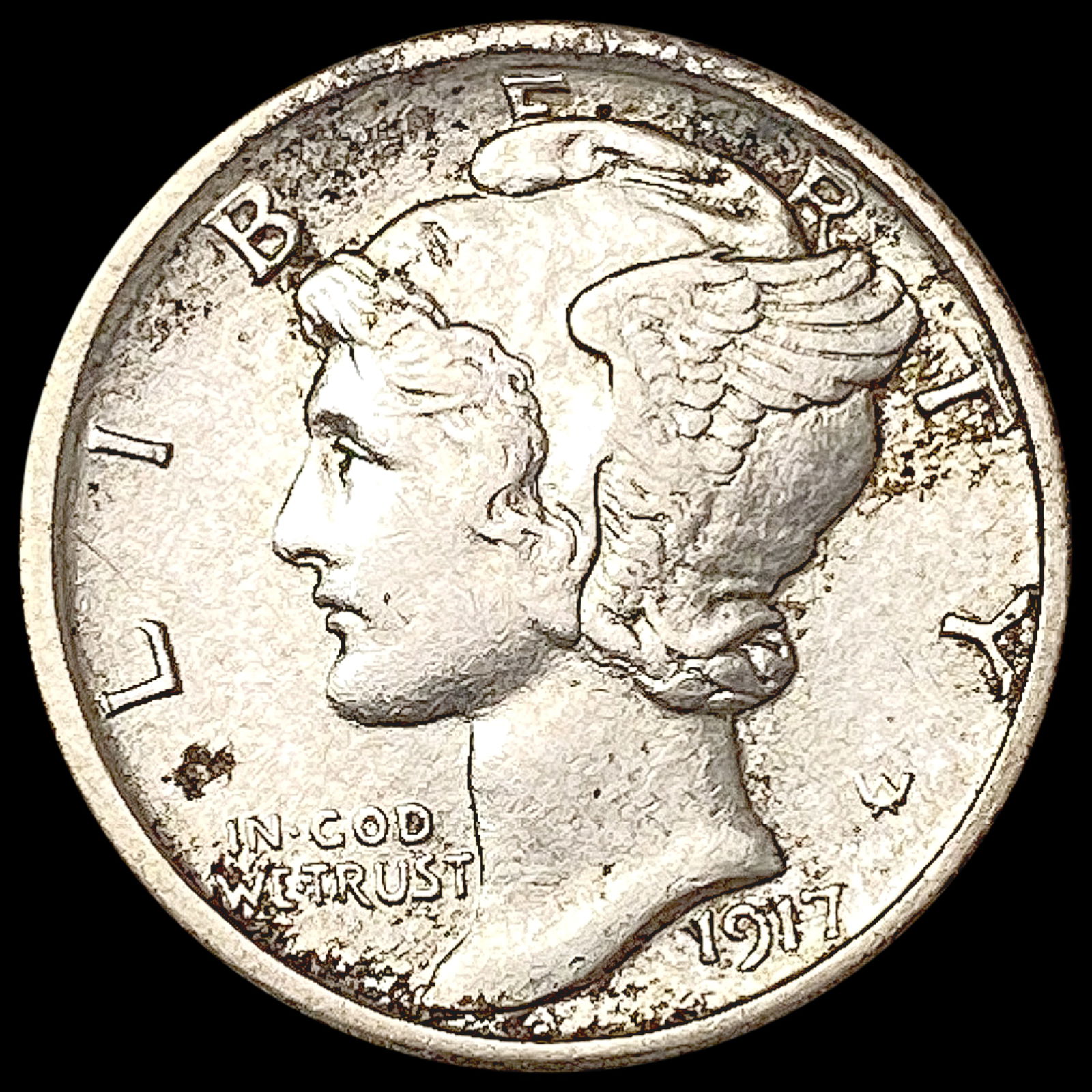 1917-S Mercury Dime CLOSELY UNCIRCULATED (1 of 2)