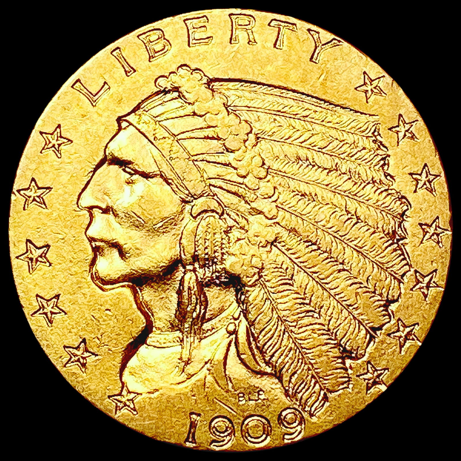 1909 $2.50 Gold Quarter Eagle CLOSELY UNCIRCULATED (1 of 2)