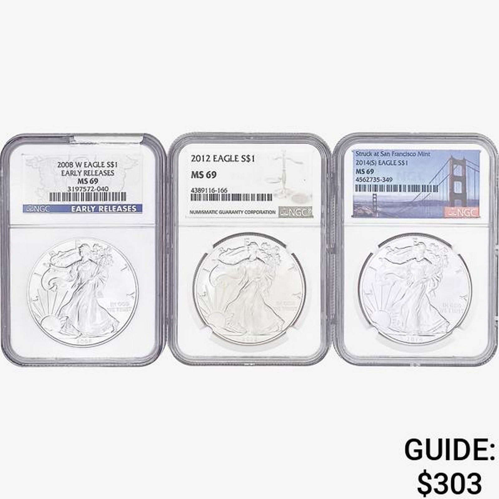 [3] 2008-2014 Silver Eagle NGC MS69 (1 of 2)