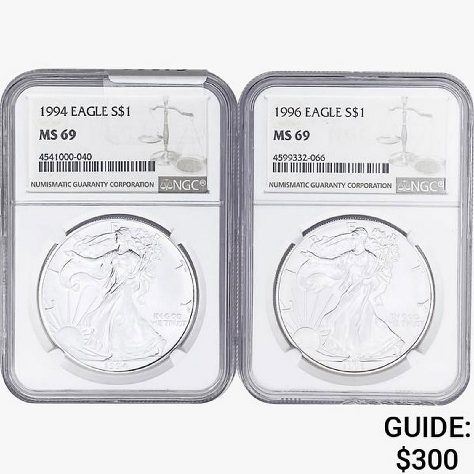 [2] 1994&1996 Silver Eagle NGC MS69 (1 of 2)